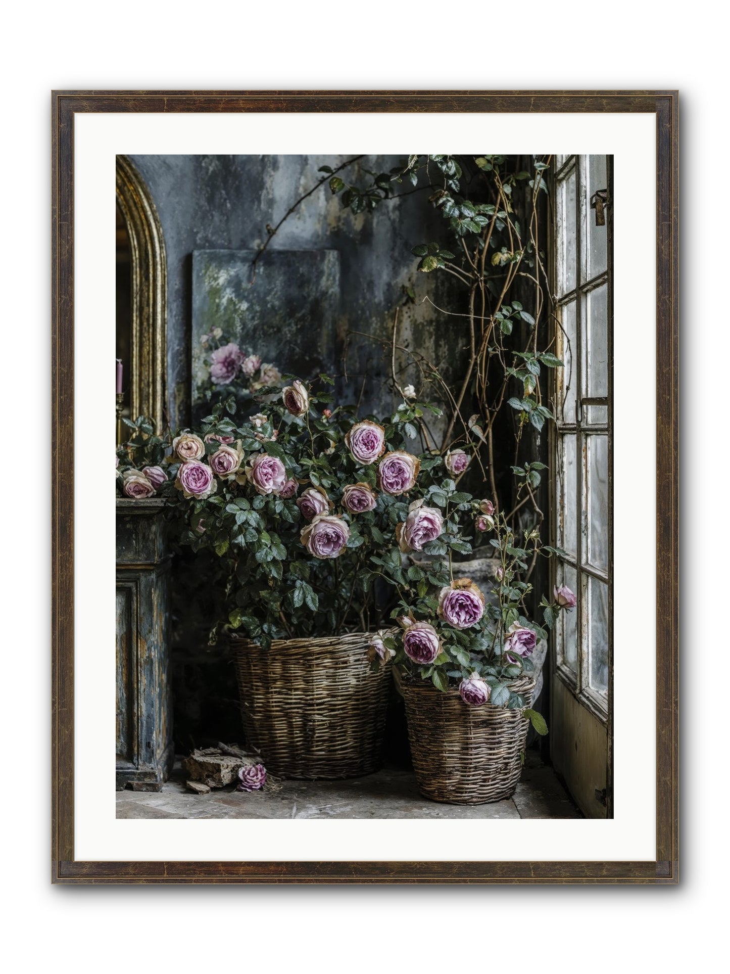 Unfinished Petal Symphony Framed Print - Slimwoods Black/Gold 24x32