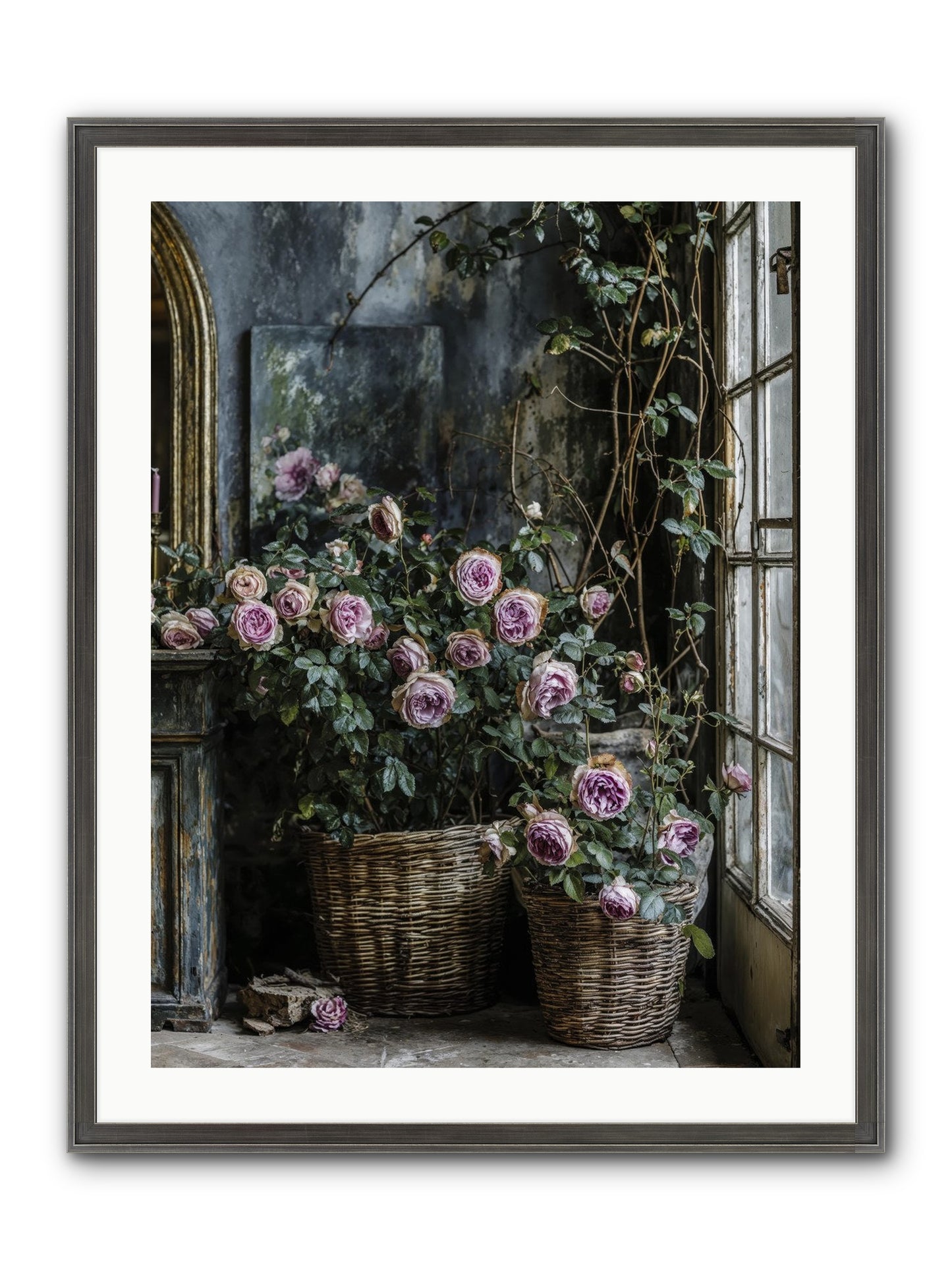 Unfinished Petal Symphony Framed Print - Slimwoods Black/Silver 24x32