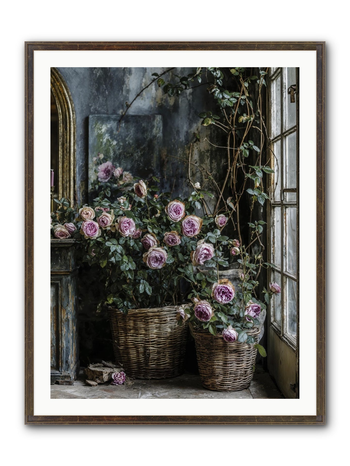 Unfinished Petal Symphony Framed Print - Slimwoods Black/Gold 30x40