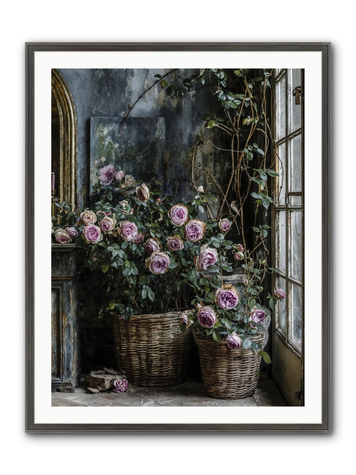 Unfinished Petal Symphony Framed Print - Slimwoods Black/Silver 30x40
