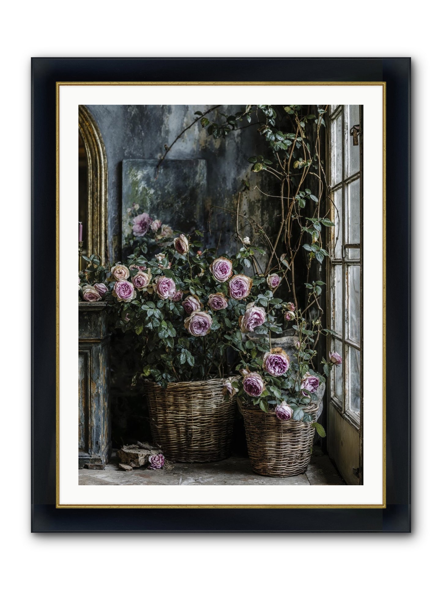 Unfinished Petal Symphony Framed Print - Wide Black w/Gold 30x40