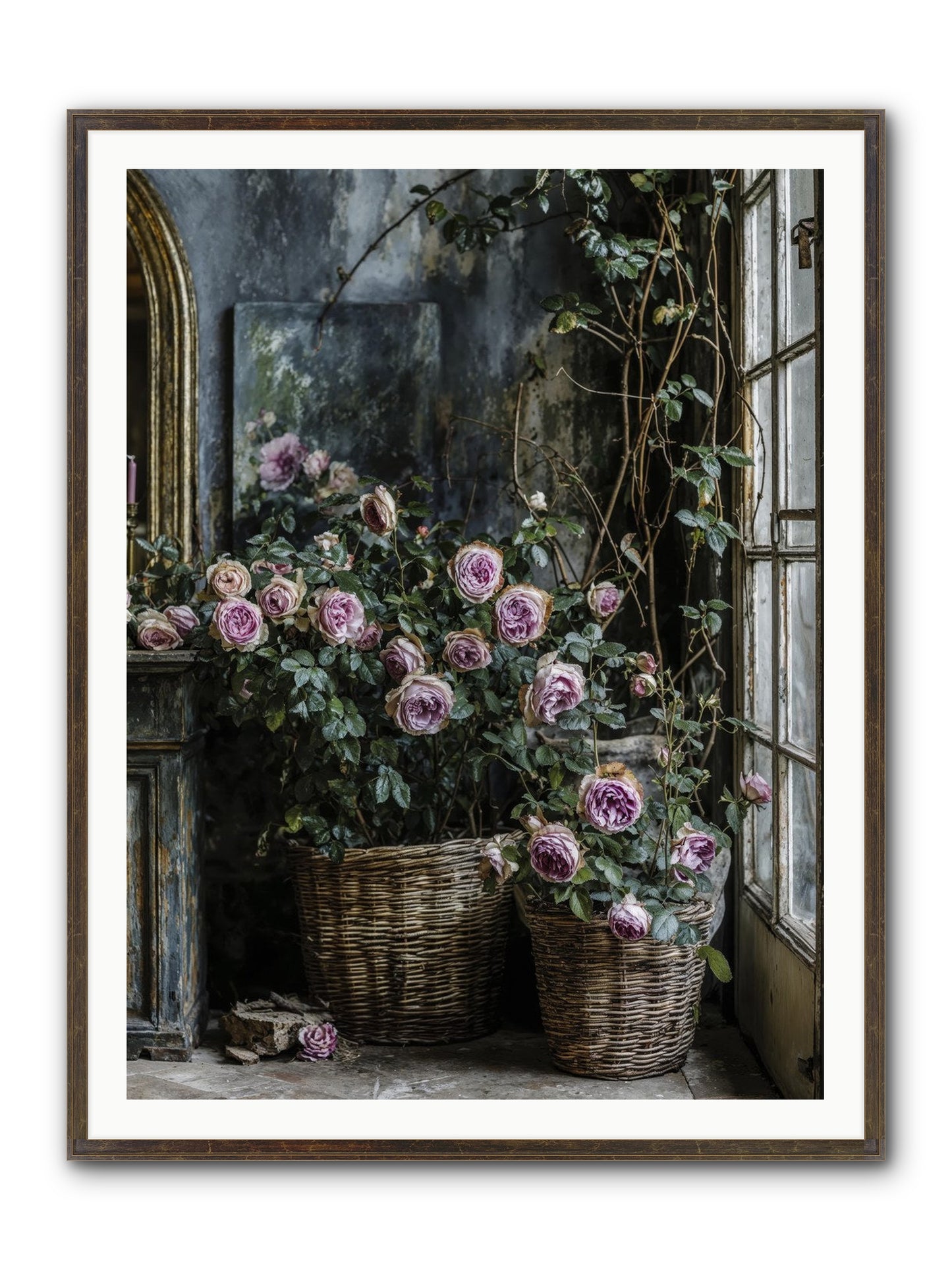 Unfinished Petal Symphony Framed Print - Slimwoods Black/Gold 36x48