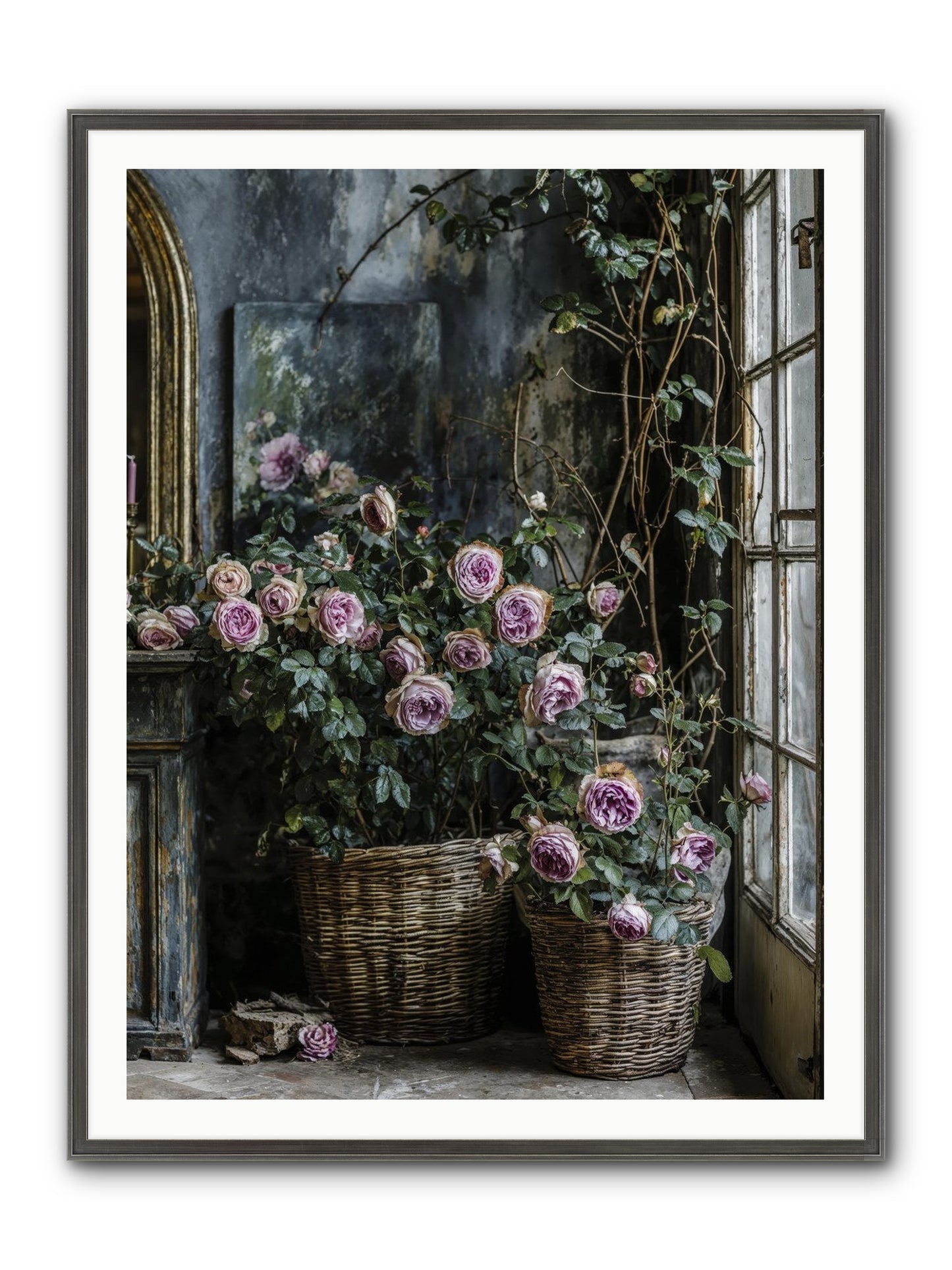 Unfinished Petal Symphony Framed Print - Slimwoods Black/Silver 36x48