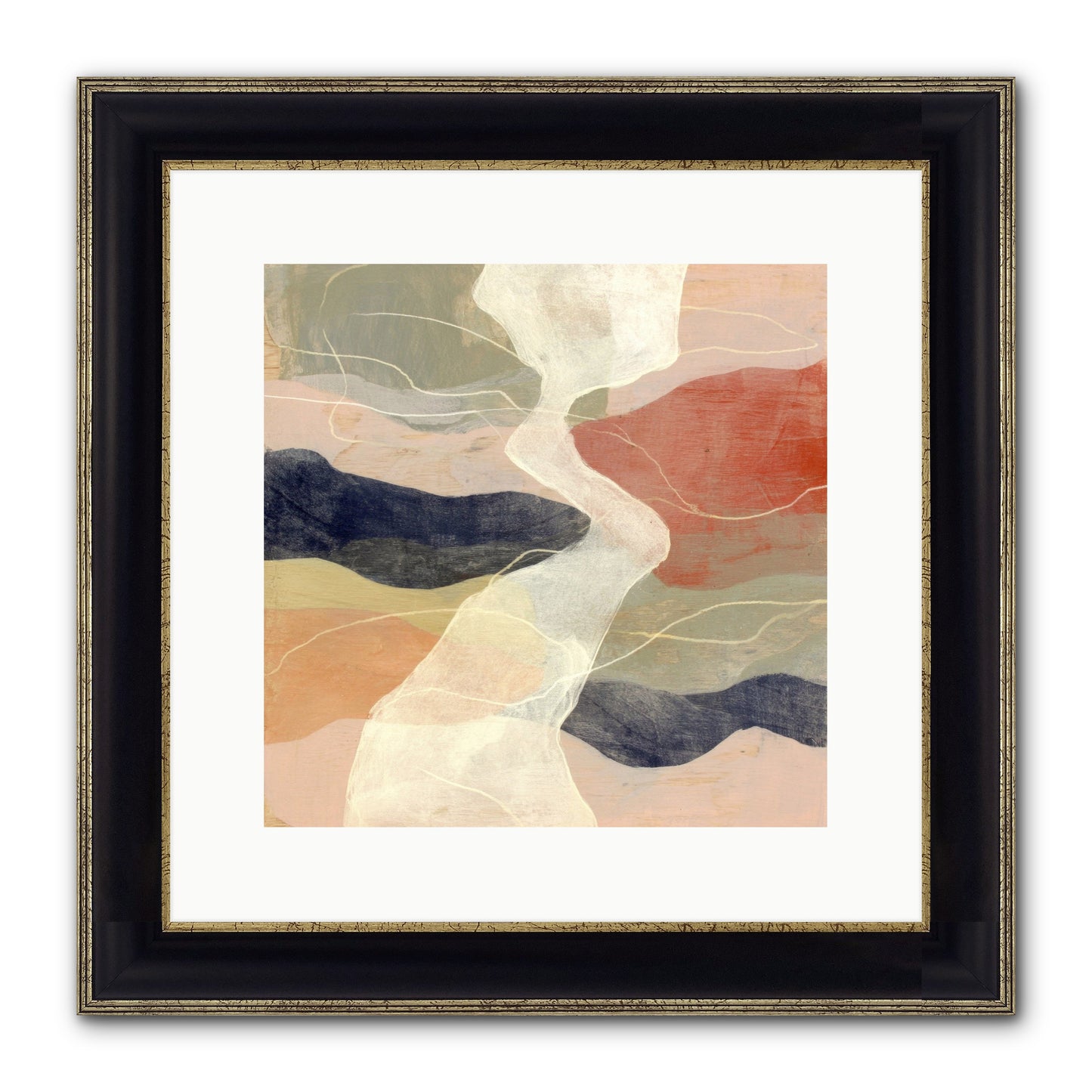Vapor Framed Print - Black & Gold 12x12