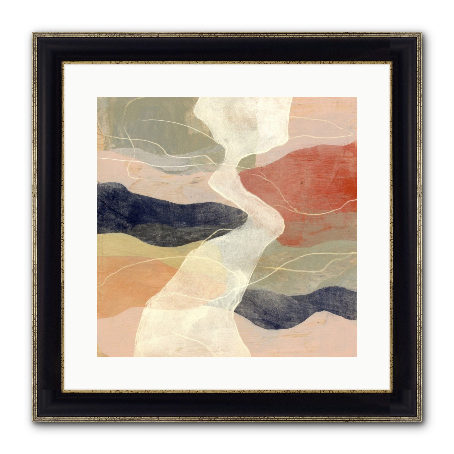 Vapor Framed Print - Black & Gold 16x16