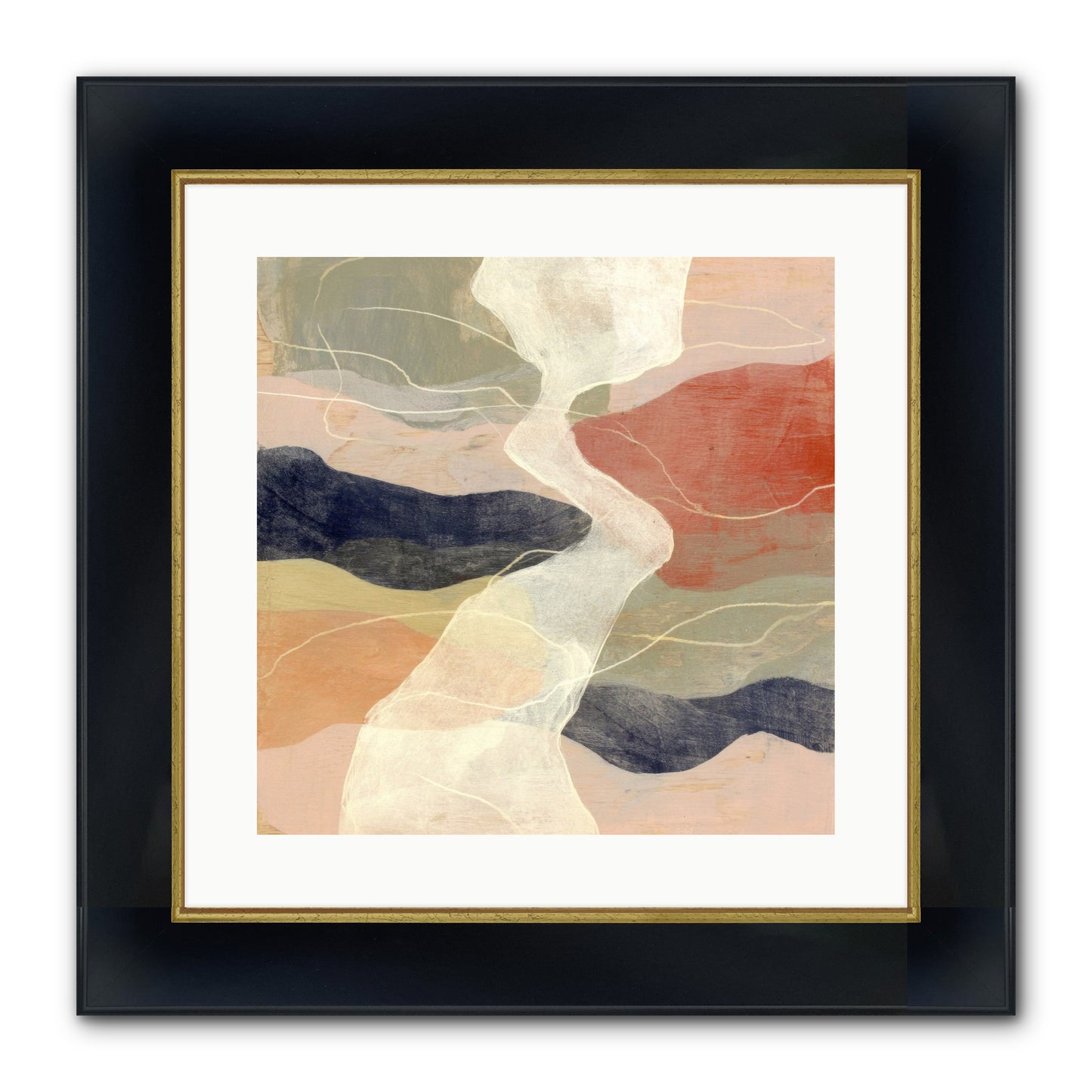 Vapor Framed Print - Wide Black w/Gold 16x16