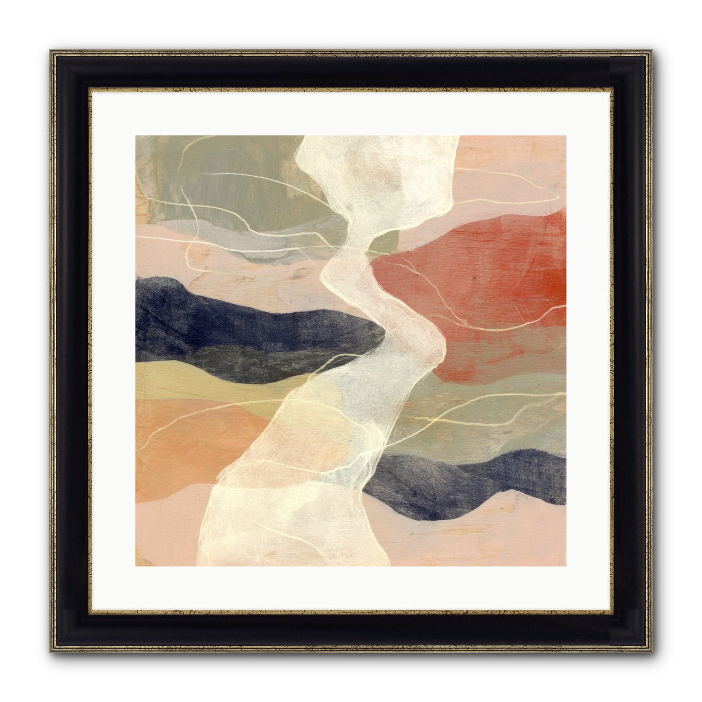 Vapor Framed Print - Black & Gold 20x20