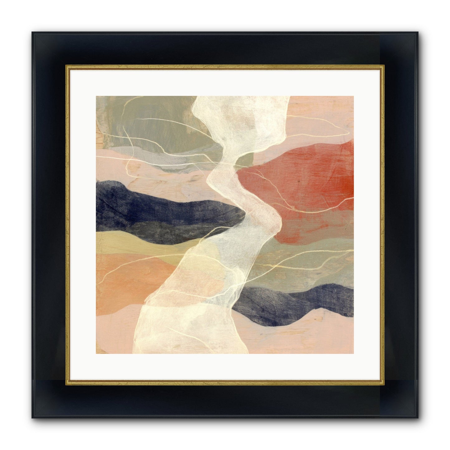Vapor Framed Print - Wide Black w/Gold 20x20
