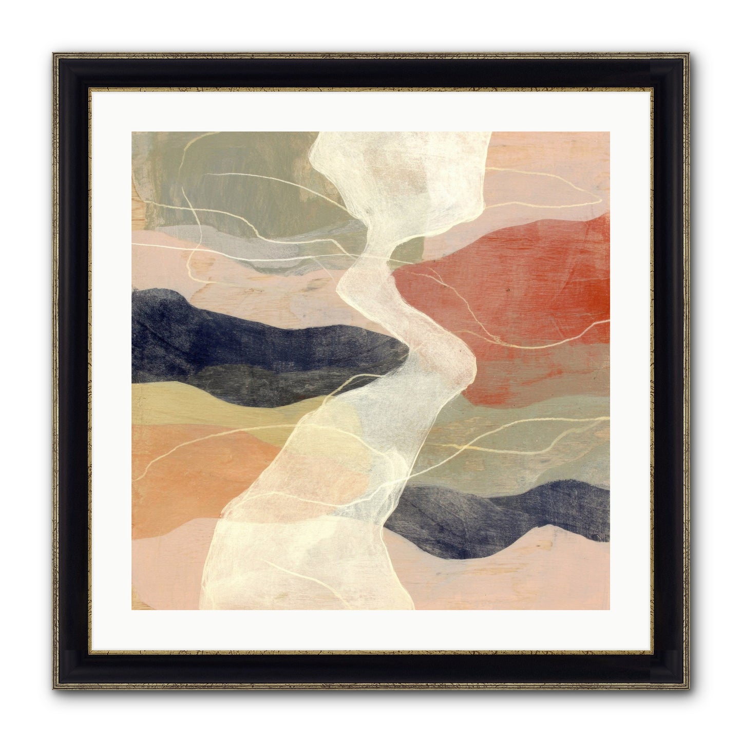 Vapor Framed Print - Black & Gold 24x24