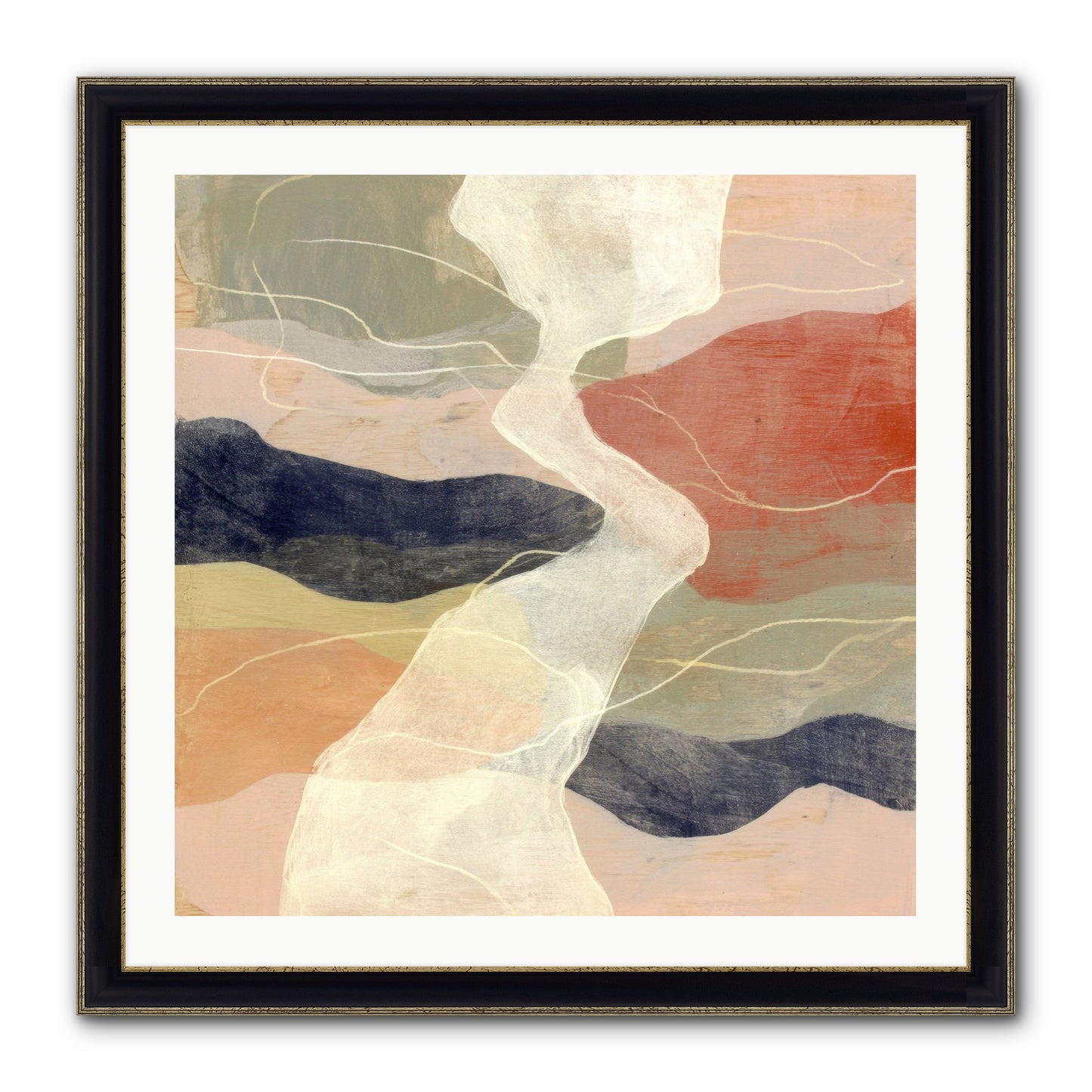 Vapor Framed Print - Black & Gold 30x30