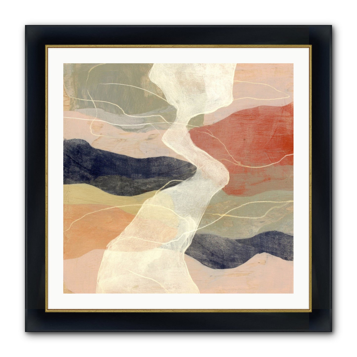 Vapor Framed Print - Wide Black w/Gold 30x30