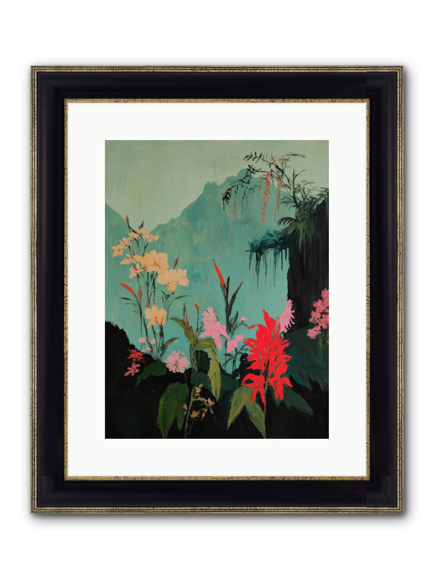 Veiled Botanica Framed Print - Black & Gold 12x16