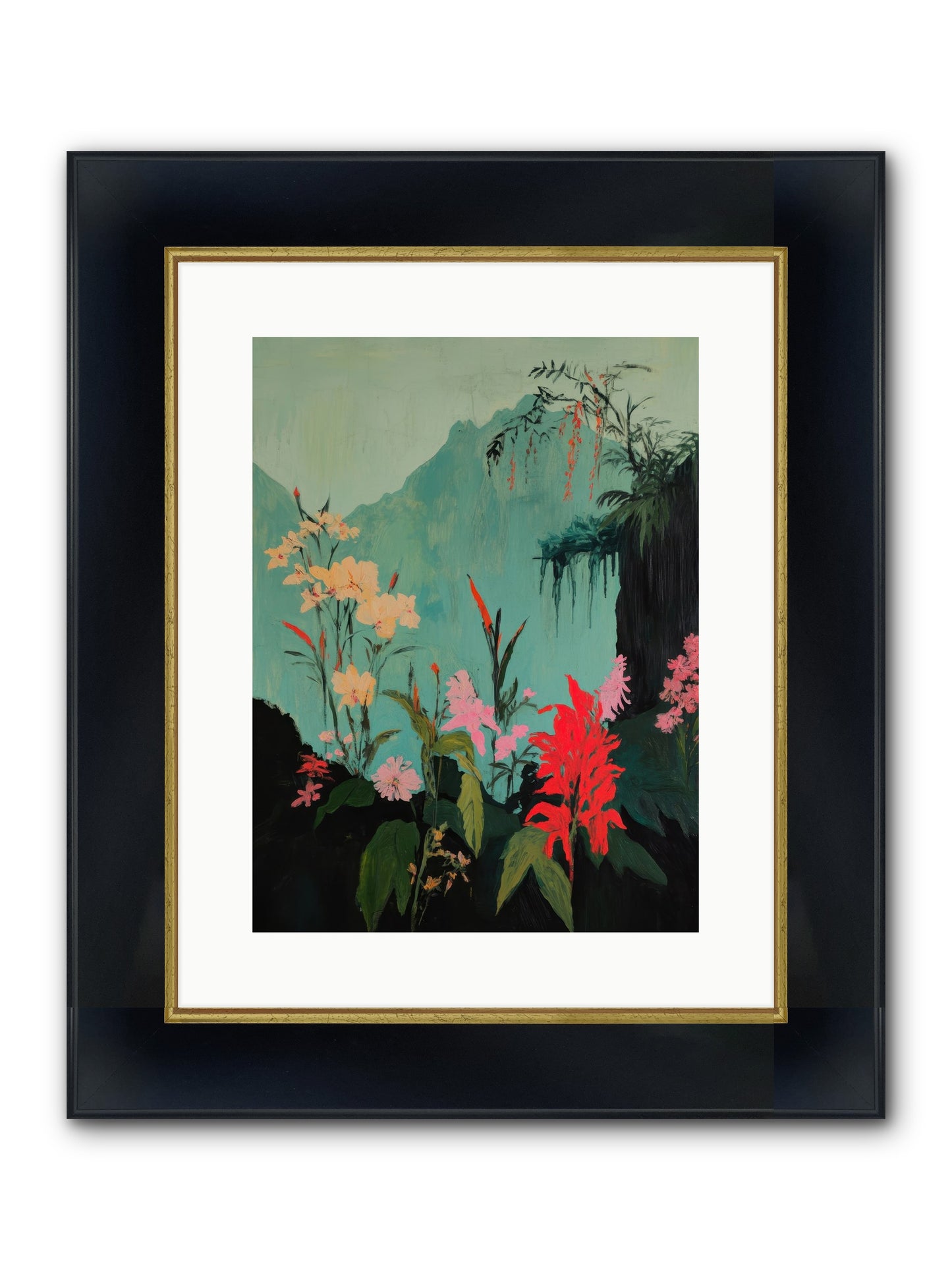 Veiled Botanica Framed Print - Wide Black w/Gold 12x16
