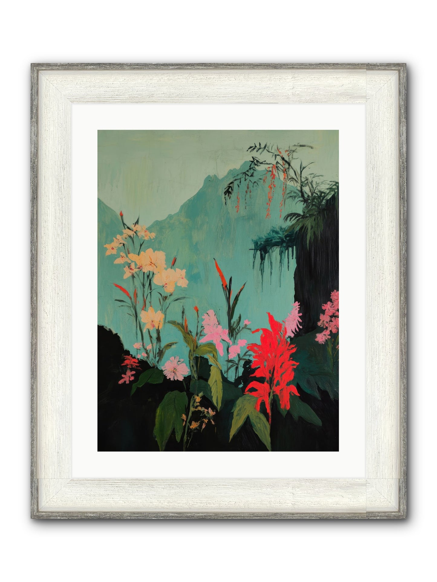 Veiled Botanica Framed Print - Driftwood White 18x24