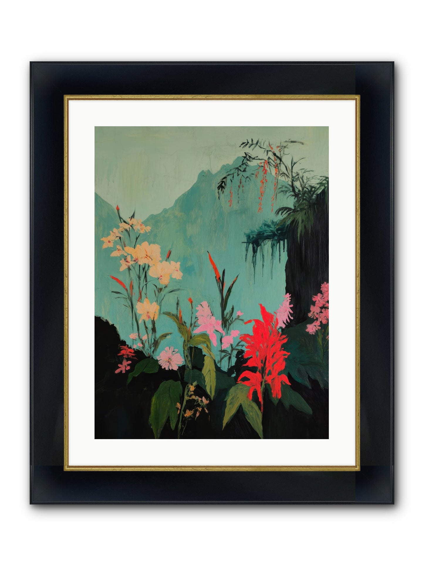 Veiled Botanica Framed Print - Wide Black w/Gold 18x24