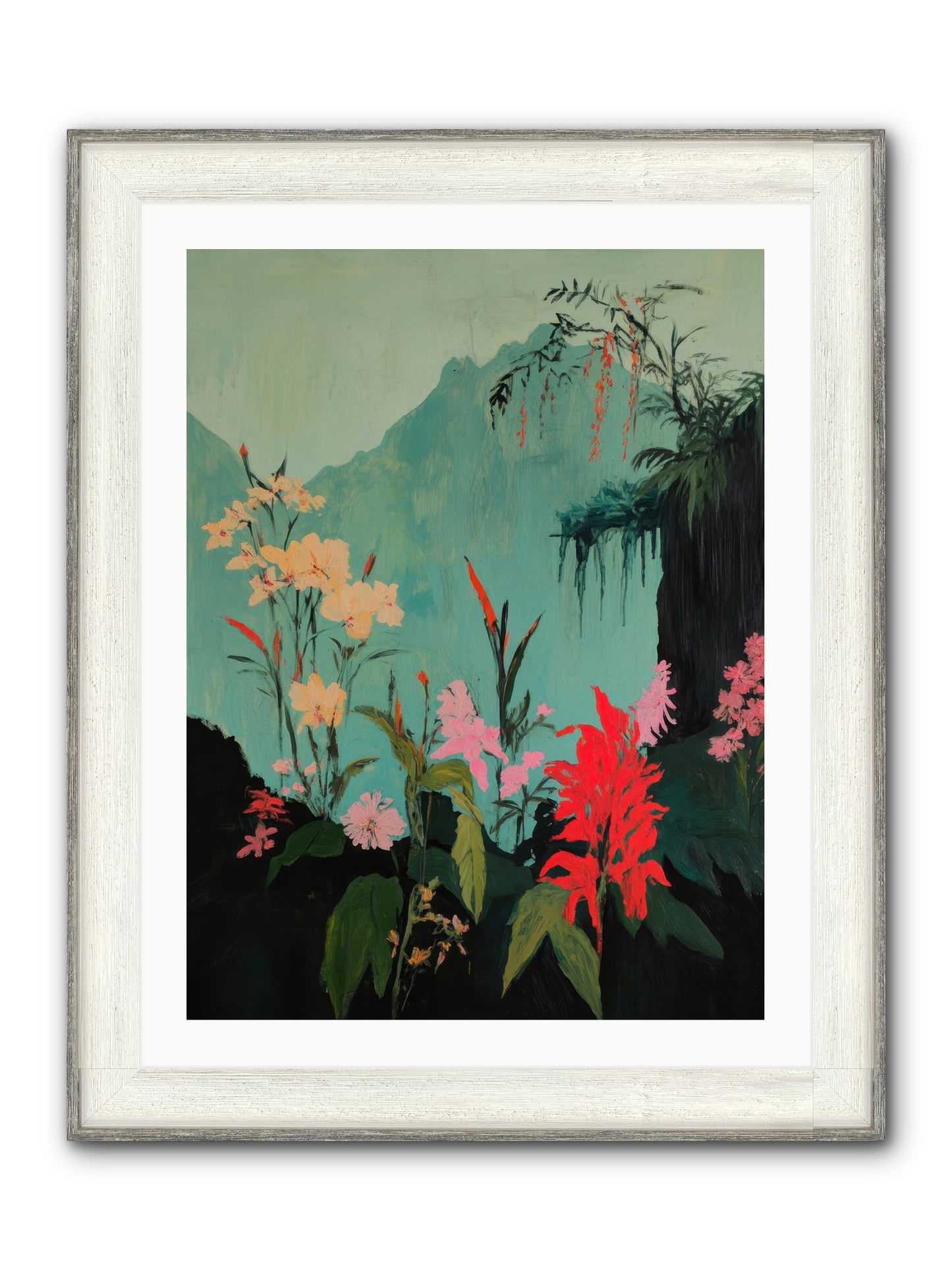 Veiled Botanica Framed Print - Driftwood White 24x32