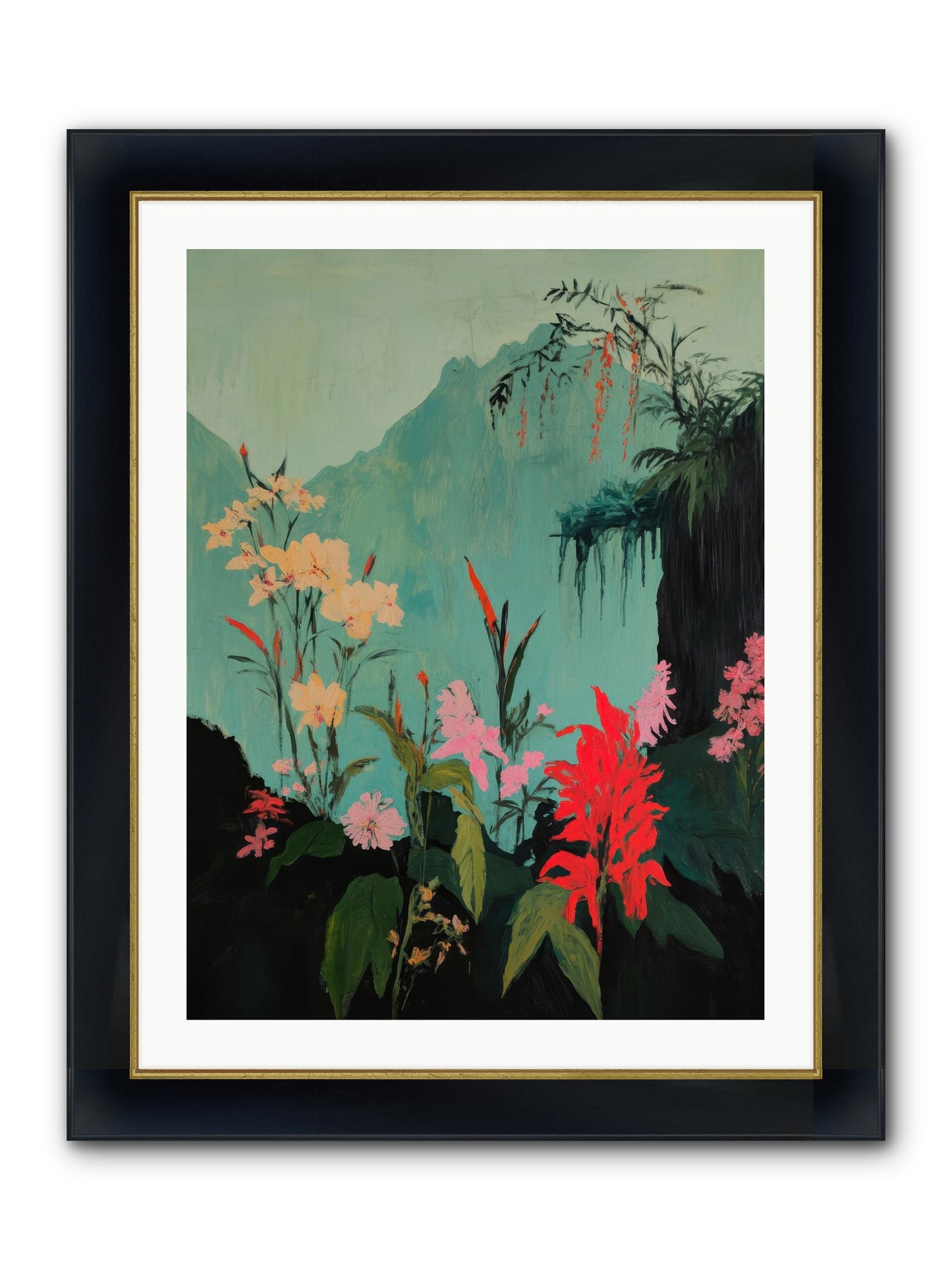 Veiled Botanica Framed Print - Wide Black w/Gold 24x32
