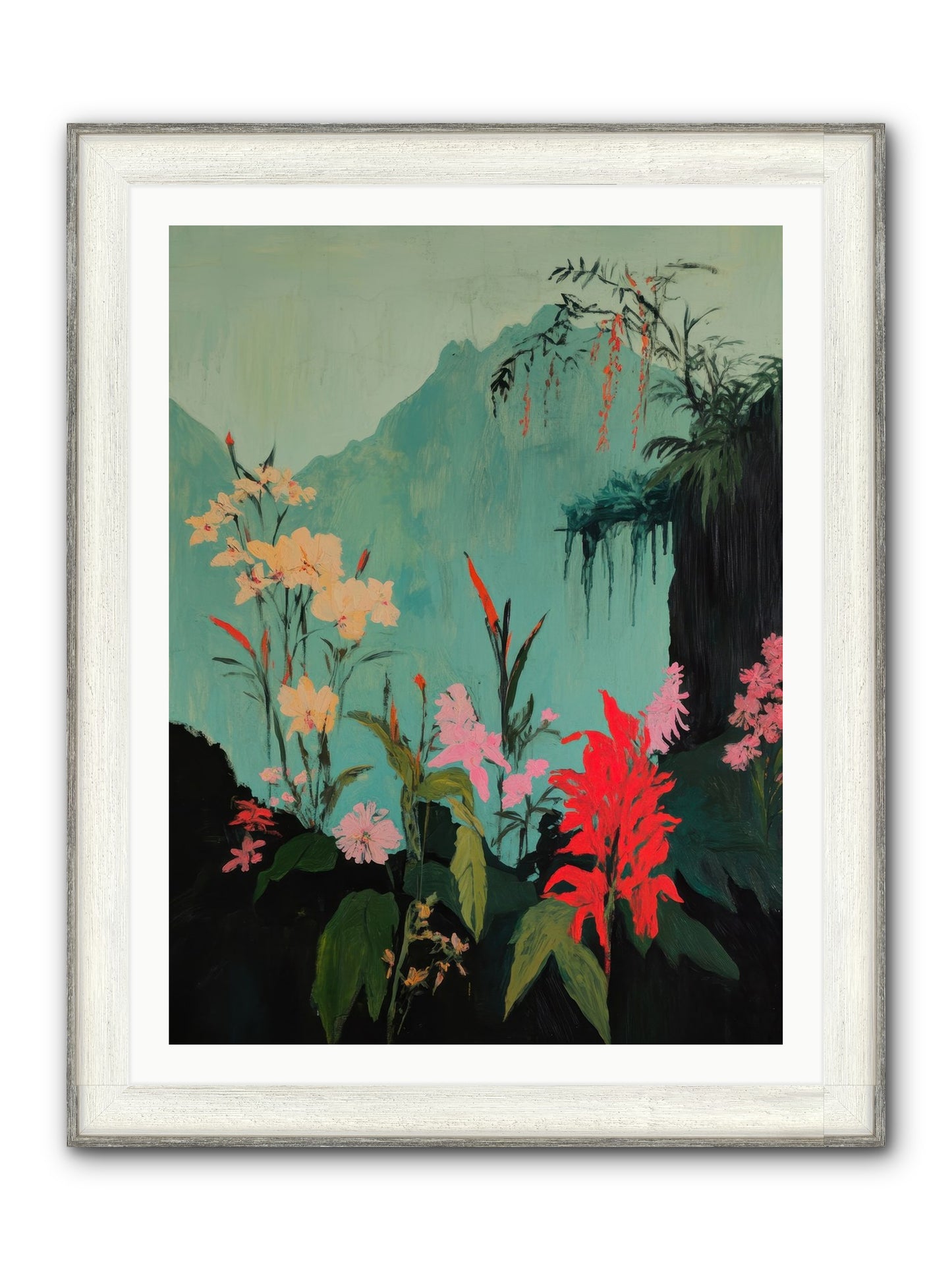 Veiled Botanica Framed Print - Driftwood White 30x40
