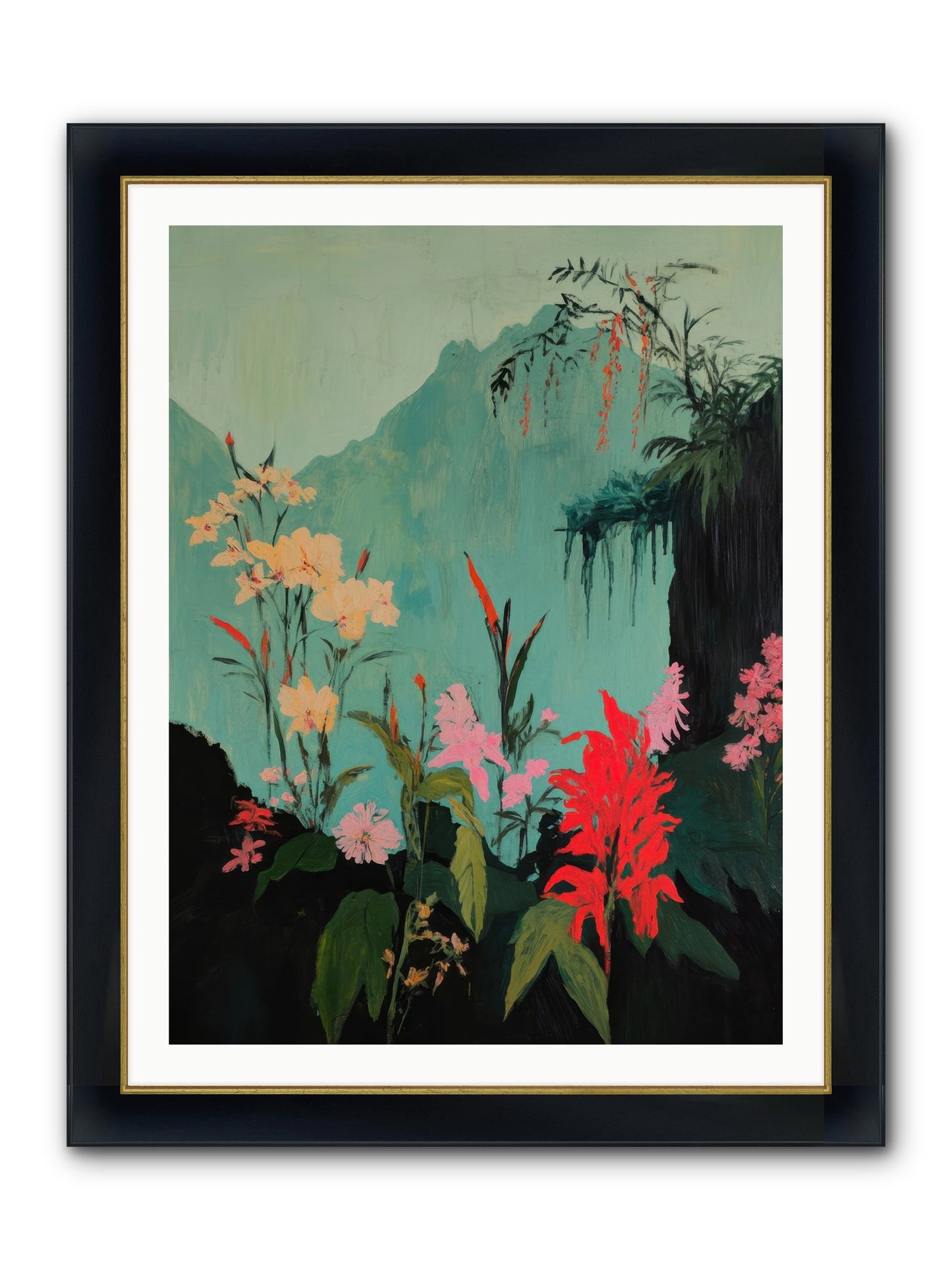 Veiled Botanica Framed Print - Wide Black w/Gold 30x40