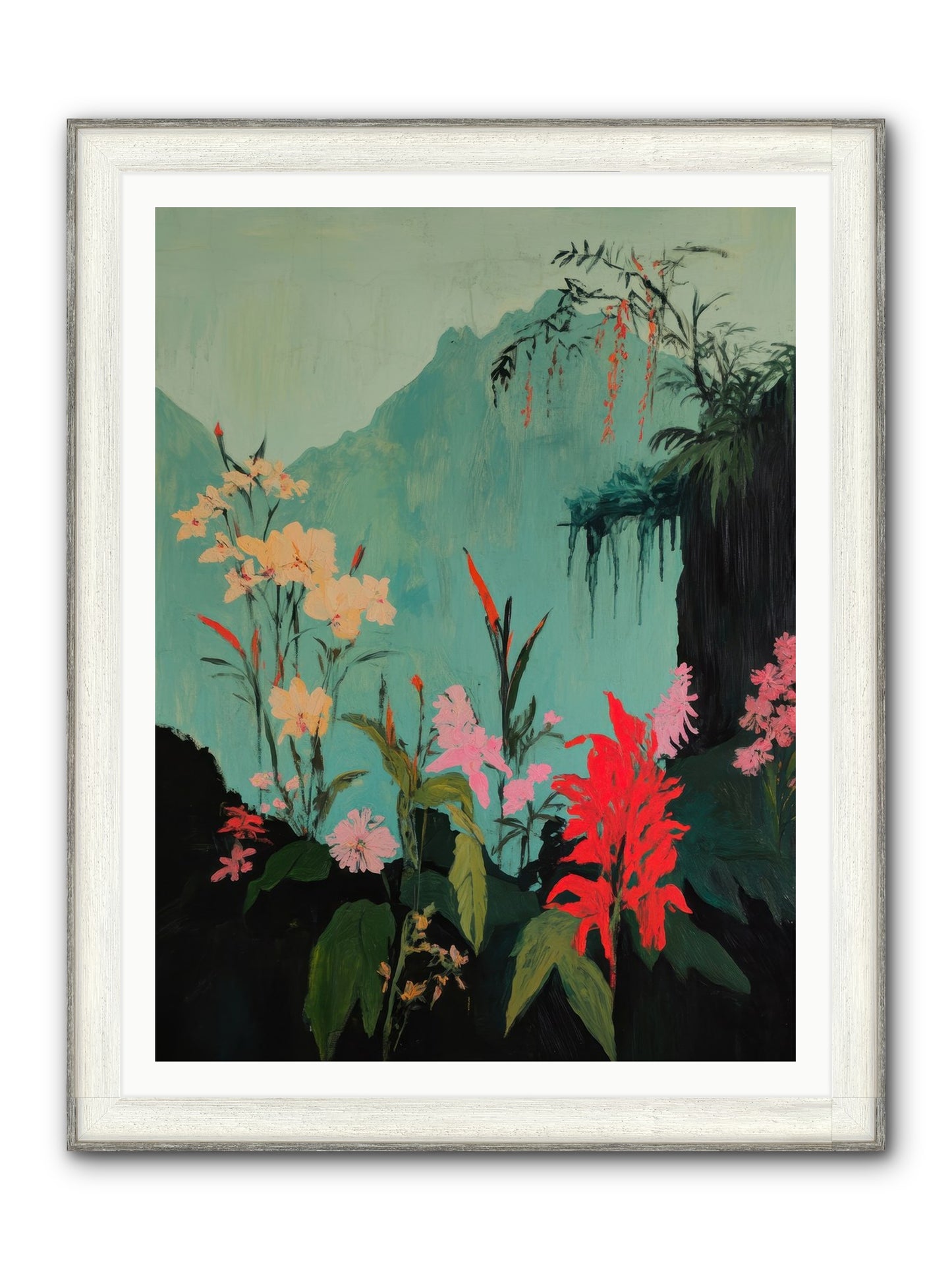 Veiled Botanica Framed Print - Driftwood White 36x48