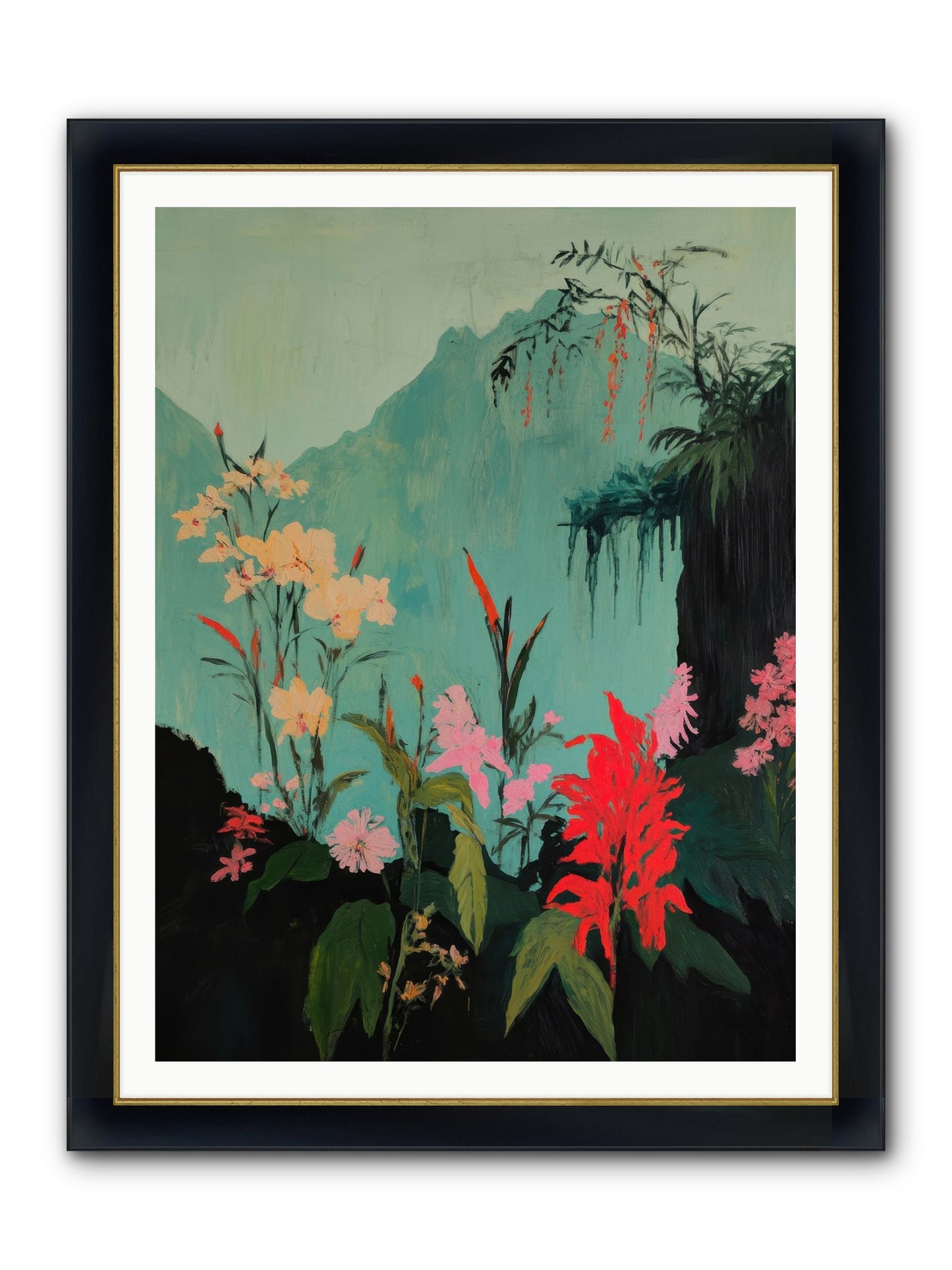 Veiled Botanica Framed Print - Wide Black w/Gold 36x48
