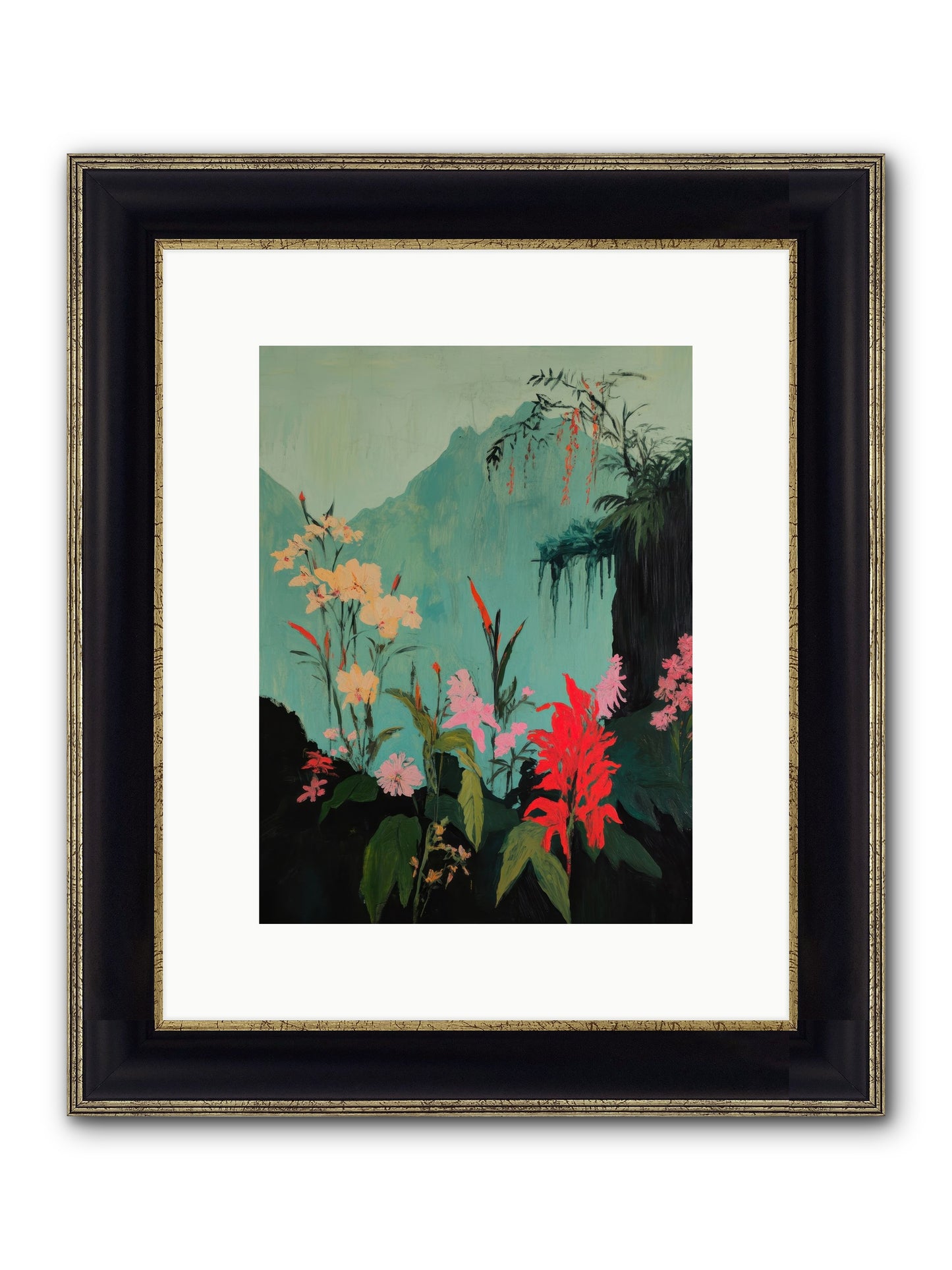 Veiled Botanica Framed Print - Black & Gold 9x12