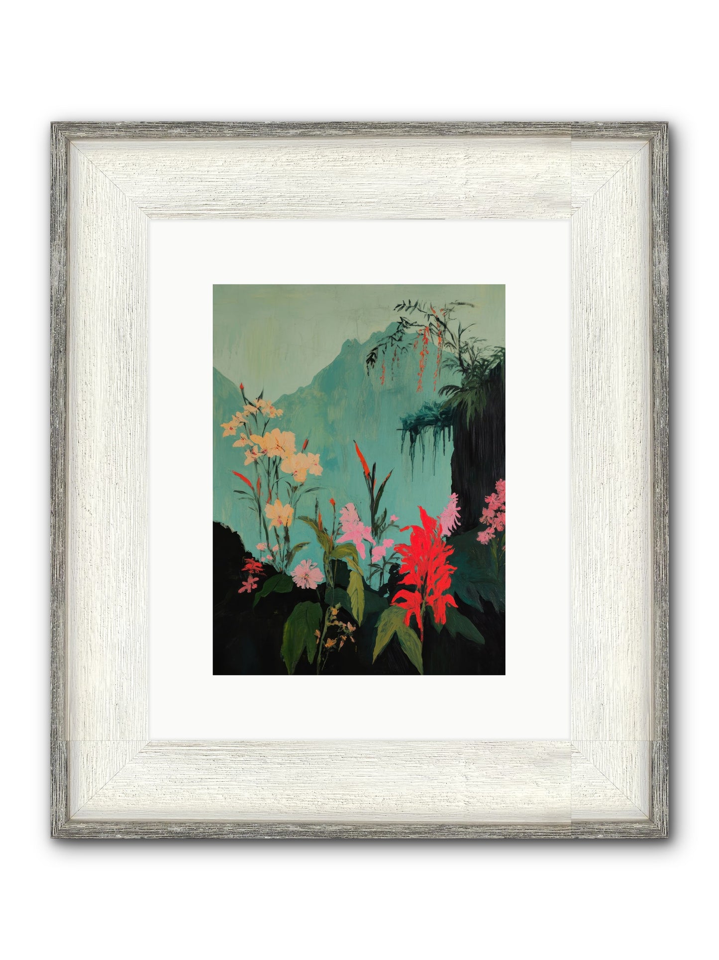 Veiled Botanica Framed Print - Driftwood White 9x12