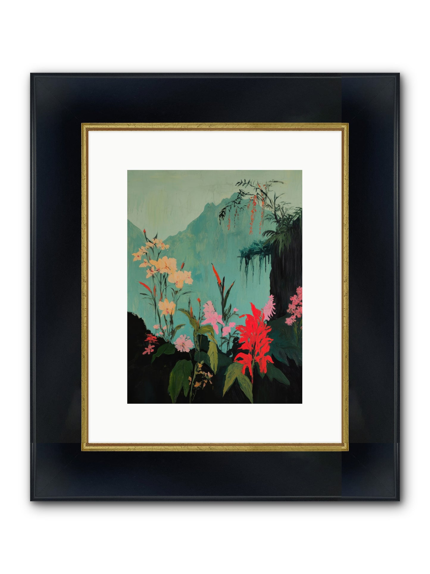 Veiled Botanica Framed Print - Wide Black w/Gold 9x12