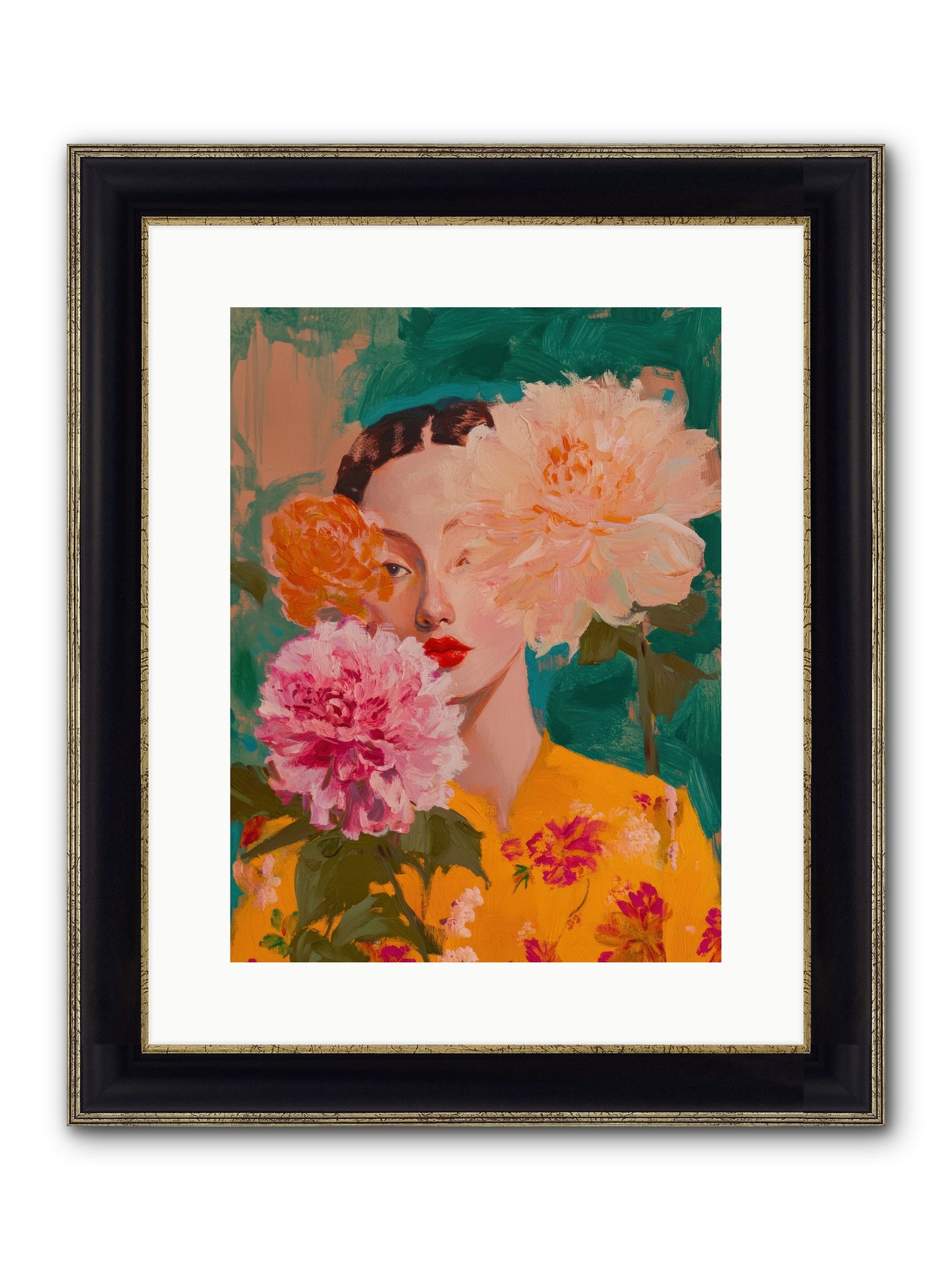 Veiled Presence Framed Print - Black & Gold 12x16