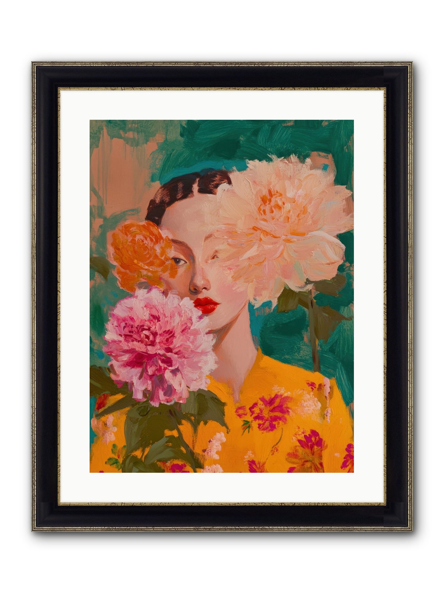 Veiled Presence Framed Print - Black & Gold 18x24