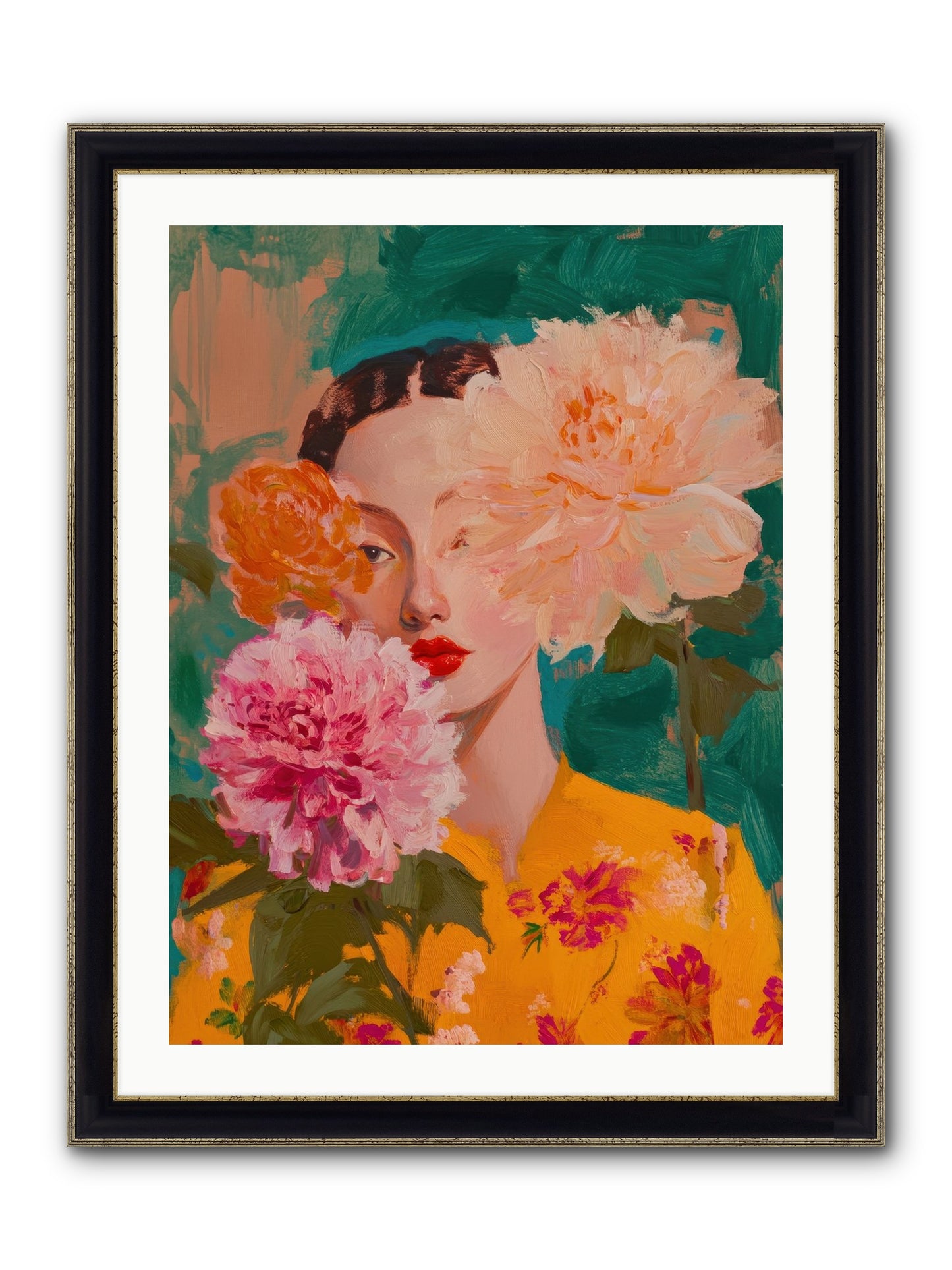 Veiled Presence Framed Print - Black & Gold 24x32