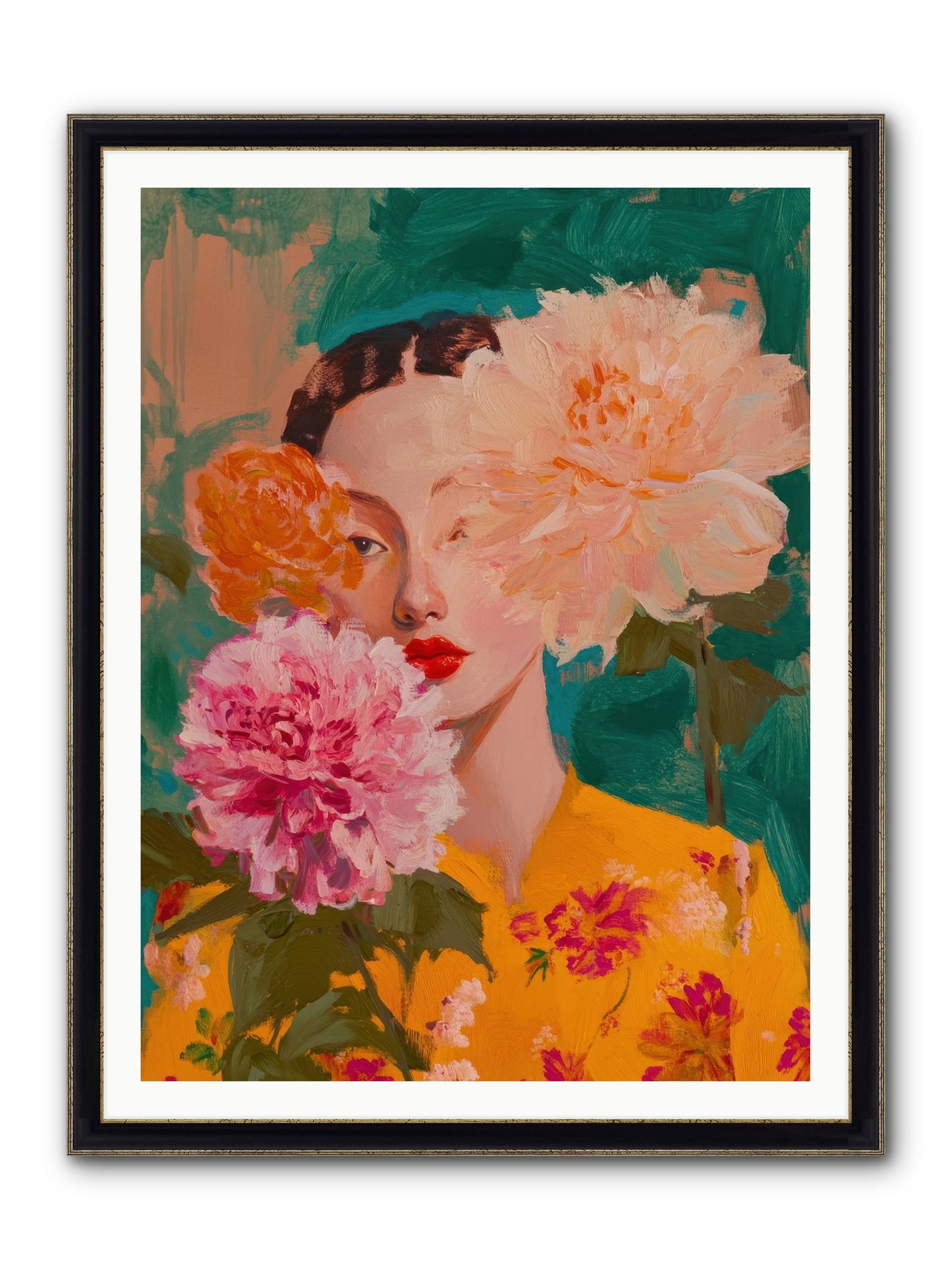 Veiled Presence Framed Print - Black & Gold 36x48