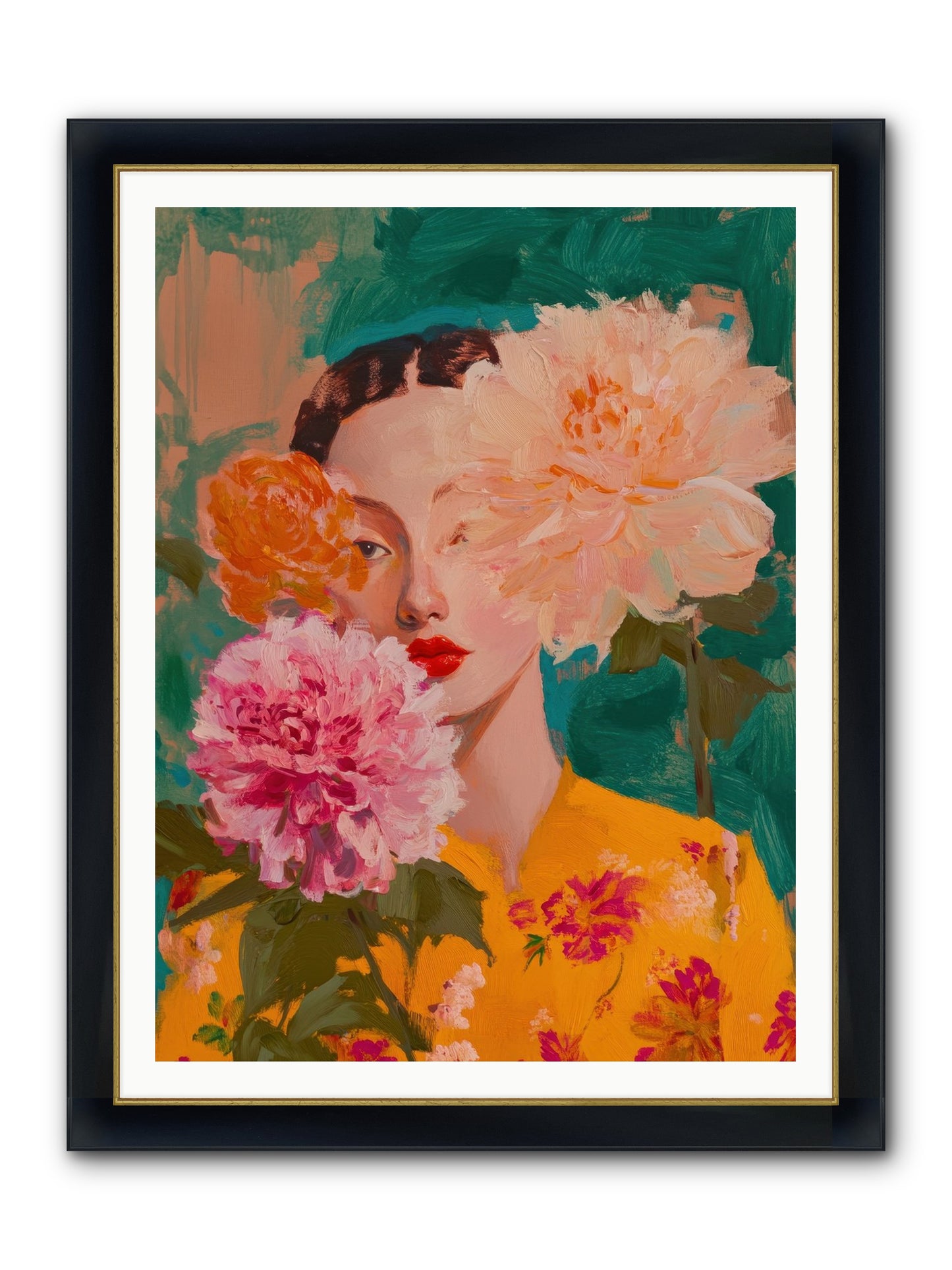 Veiled Presence Framed Print - Wide Black w/Gold 36x48