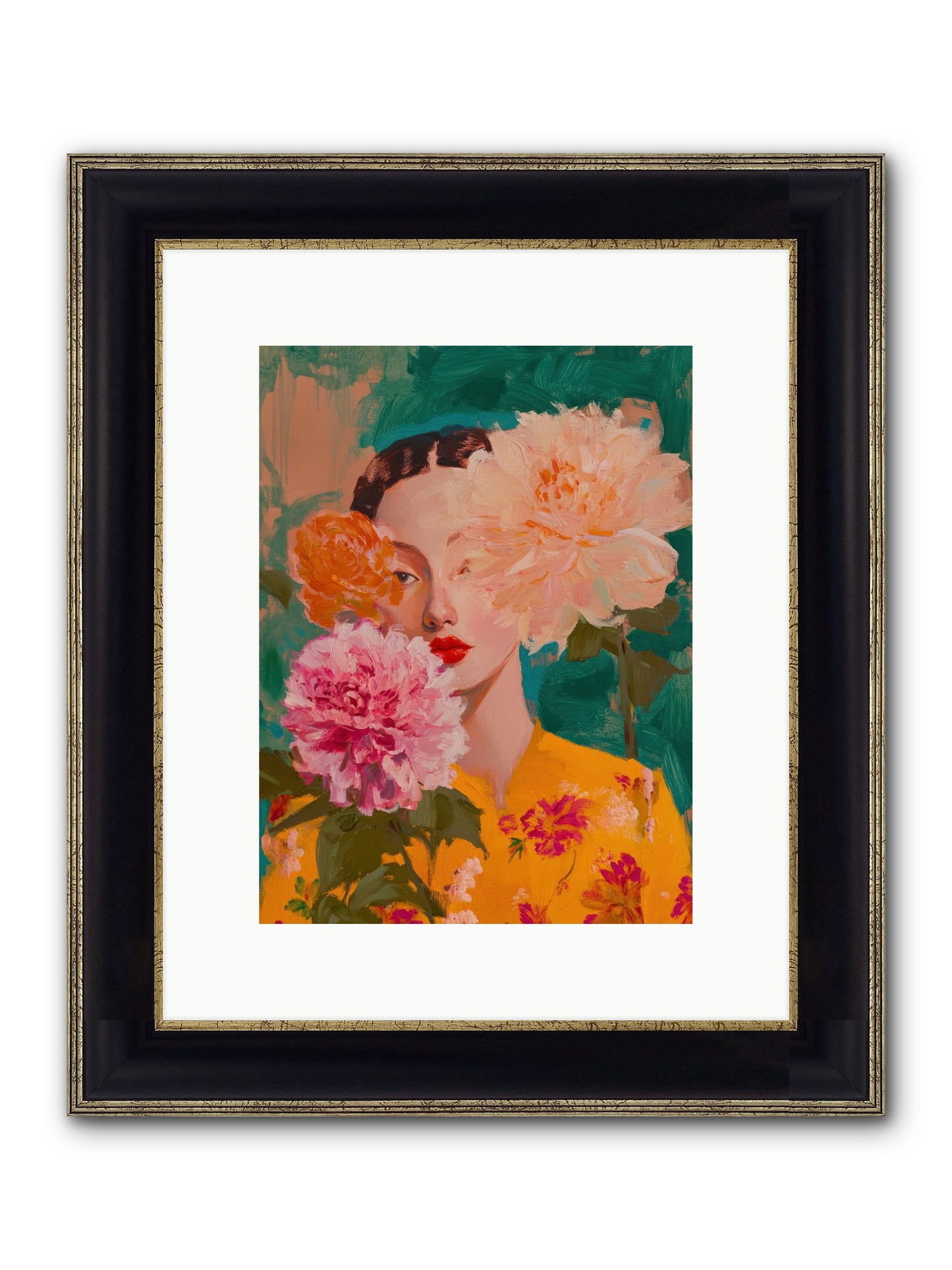 Veiled Presence Framed Print - Black & Gold 9x12