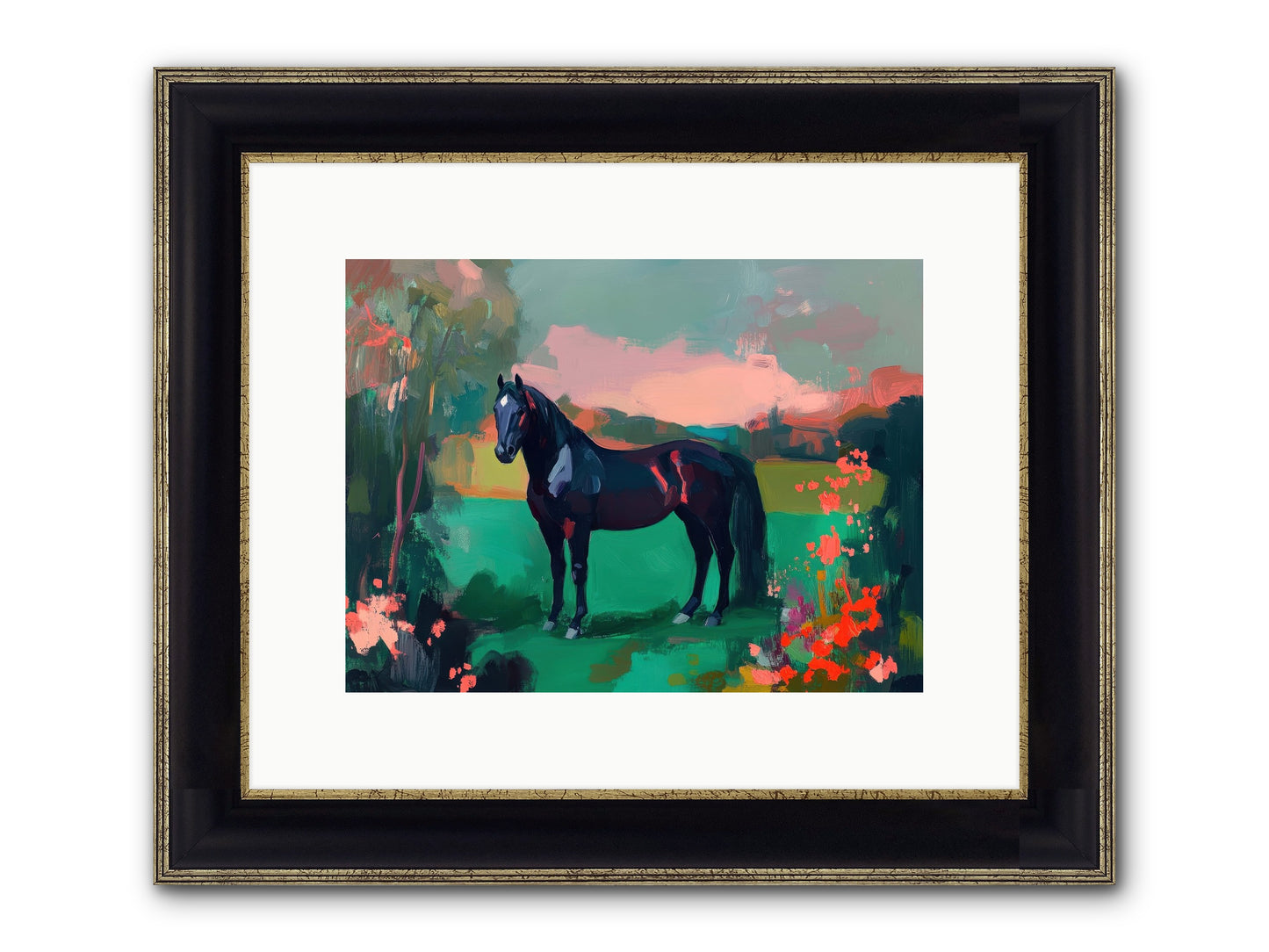 Velvet Chapter Framed Print - Black & Gold 12x9