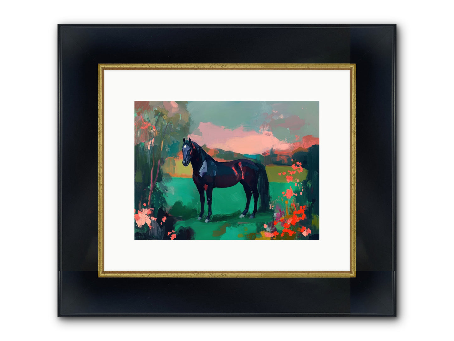 Velvet Chapter Framed Print - Wide Black w/Gold 12x9