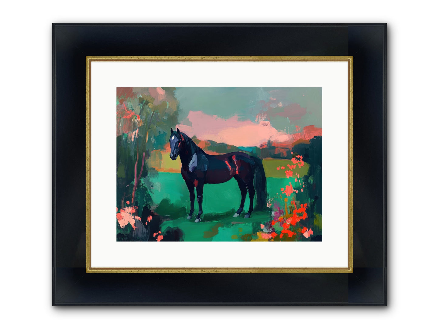 Velvet Chapter Framed Print - Wide Black w/Gold 16x12