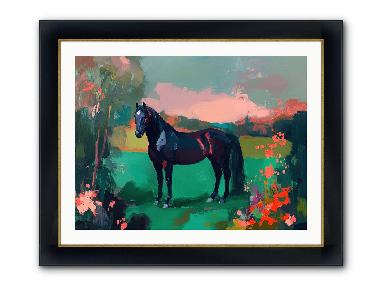 Velvet Chapter Framed Print - Wide Black w/Gold 32x24