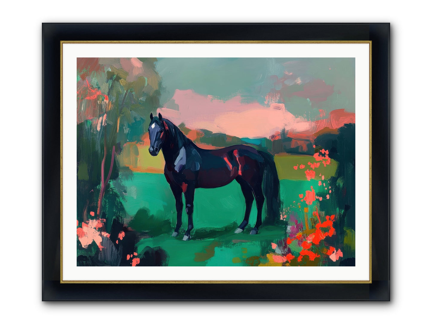 Velvet Chapter Framed Print - Wide Black w/Gold 40x30
