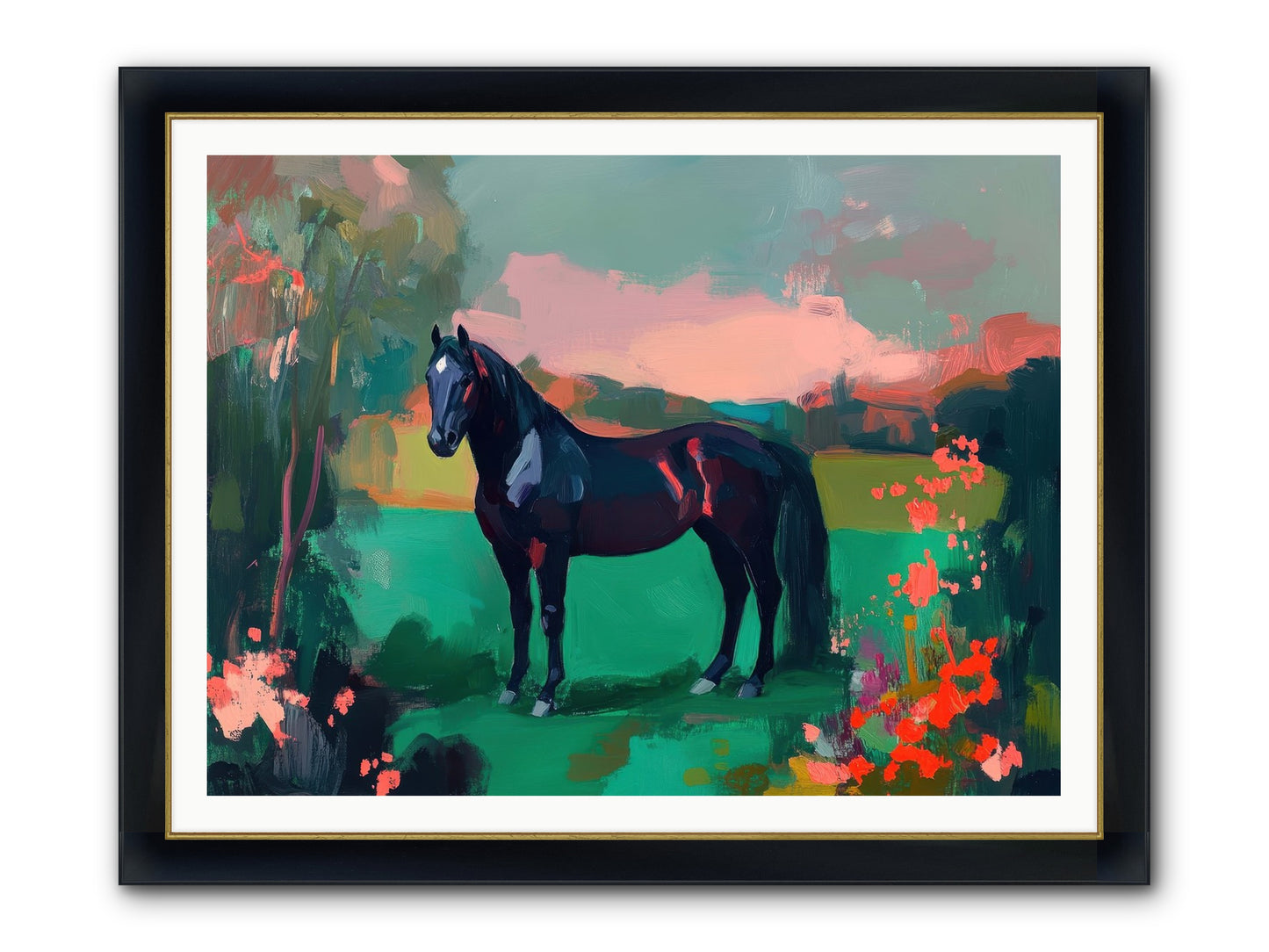 Velvet Chapter Framed Print - Wide Black w/Gold 48x36