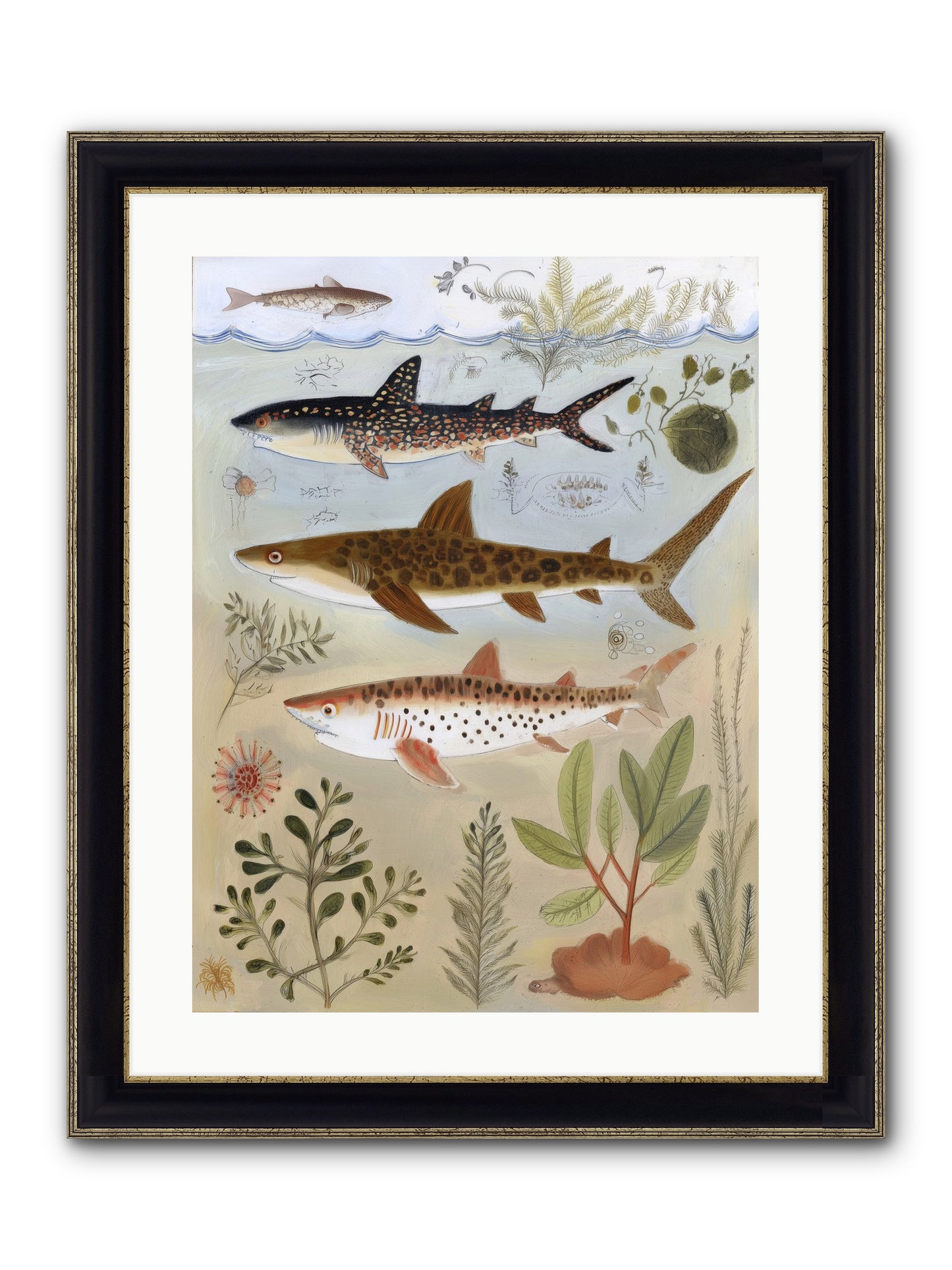 Velvet Depths Framed Print - Black & Gold 18x24