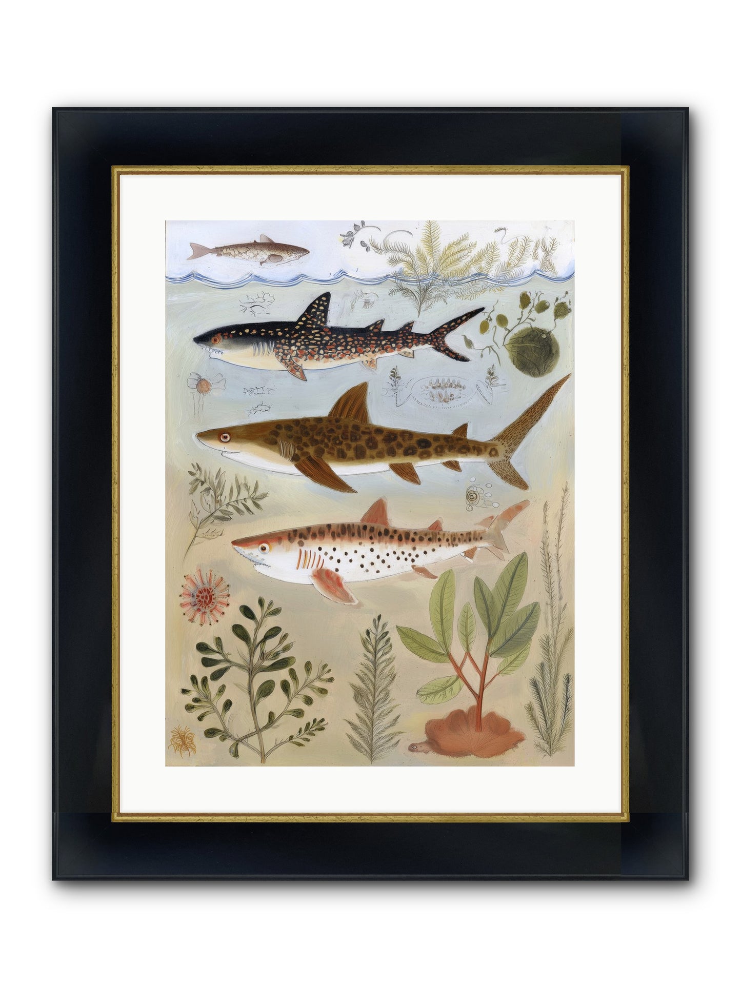 Velvet Depths Framed Print - Wide Black w/Gold 18x24