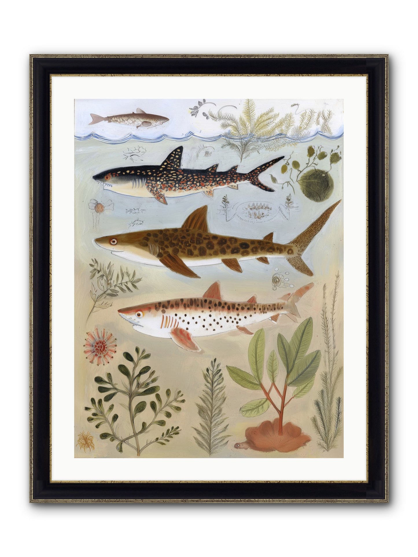 Velvet Depths Framed Print - Black & Gold 24x32