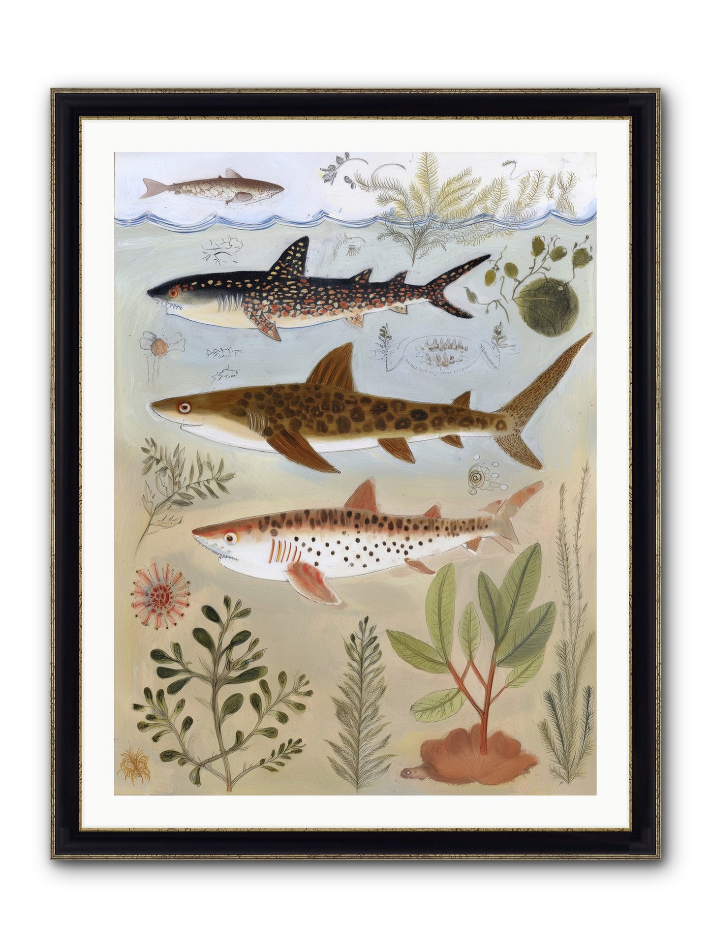 Velvet Depths Framed Print - Black & Gold 30x40