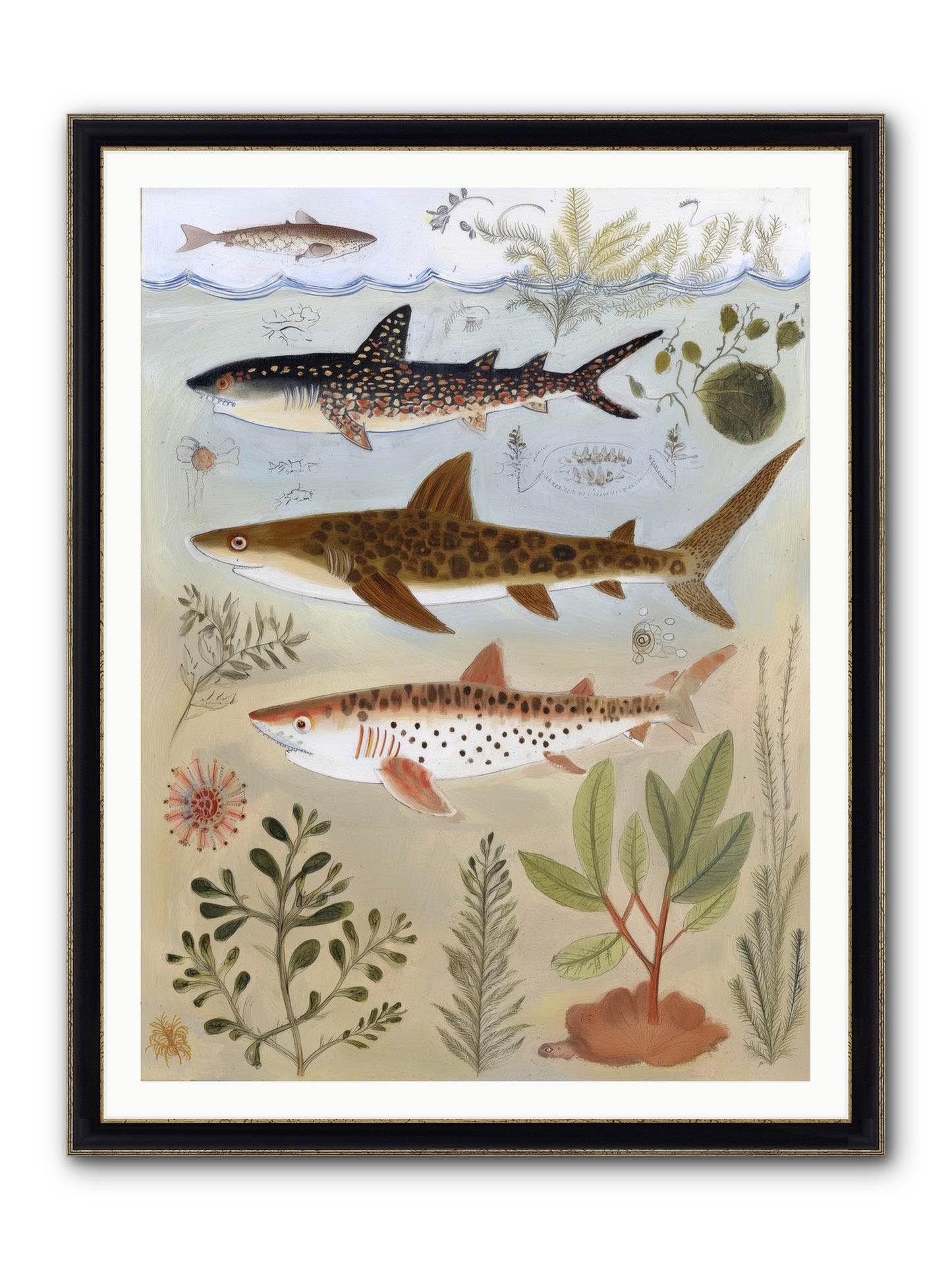Velvet Depths Framed Print - Black & Gold 36x48