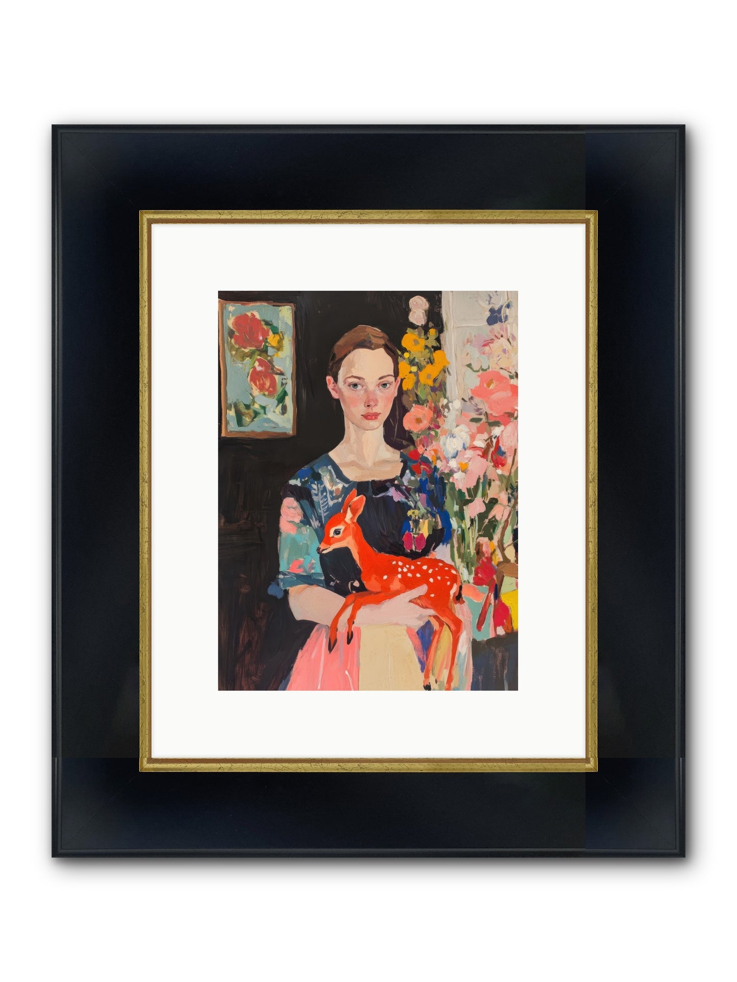 Velvet Ears And Whispers Framed Print - Wide Black w/Gold 9x12