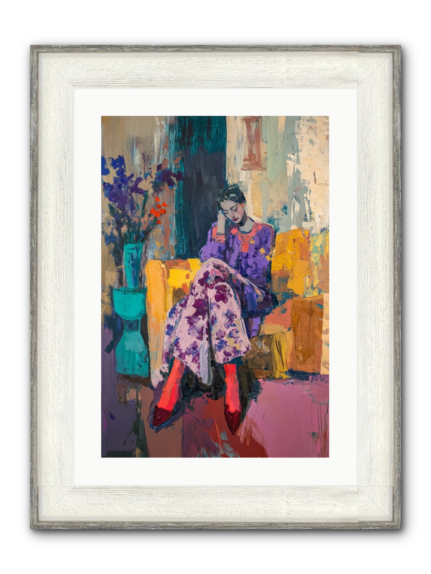 Velvet & Gilt Framed Print - Driftwood White 16x24
