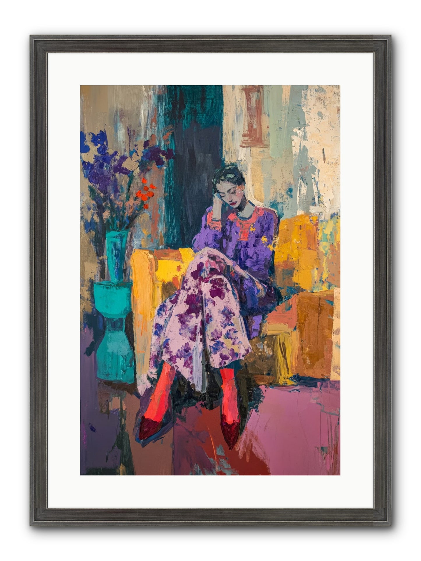 Velvet & Gilt Framed Print - Slimwoods Black/Silver 16x24