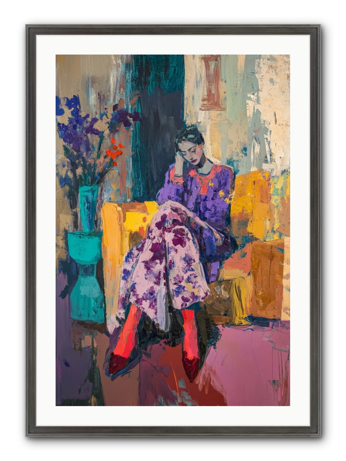 Velvet & Gilt Framed Print - Slimwoods Black/Silver 24x36