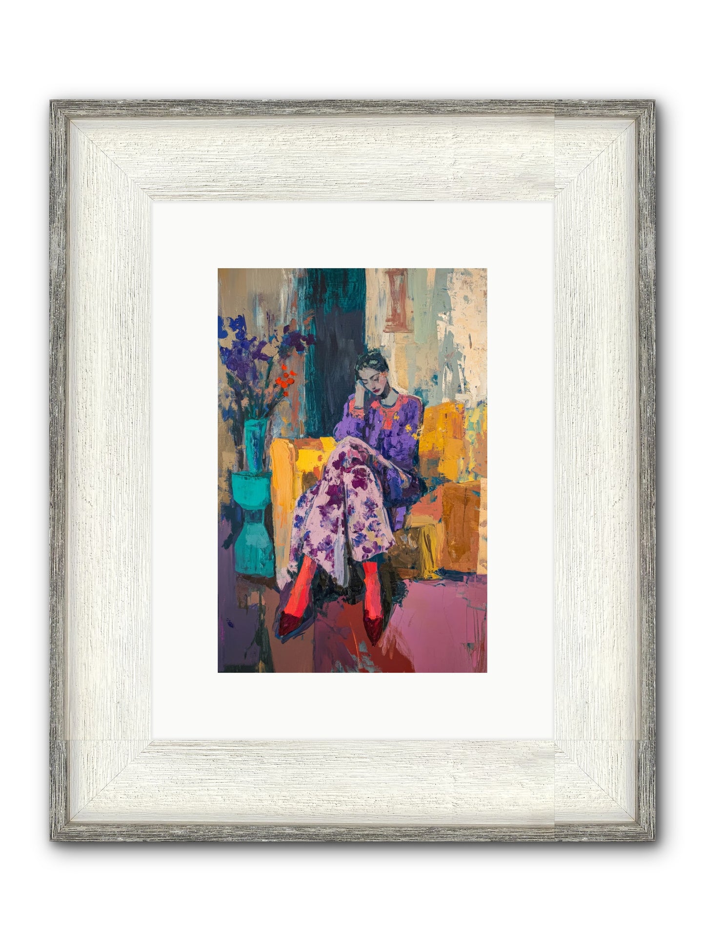 Velvet & Gilt Framed Print - Driftwood White 8x12